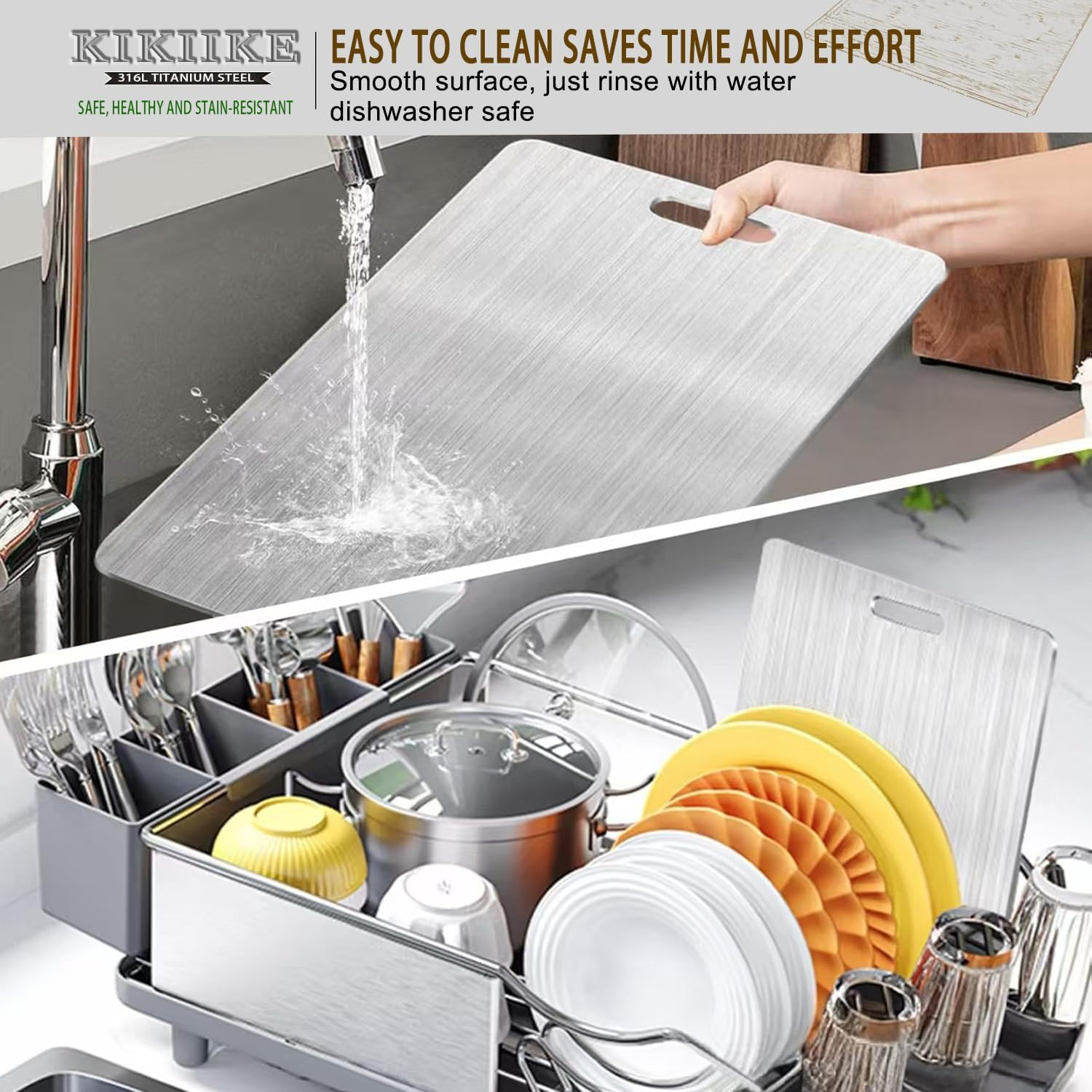 Titanium Cutting Board 2025 New Upgrade 100% Pure Titanium Cutting Boards for Kitchen - Double-Sided Food-Grade Chopping Board Non-Stick Durable and Easy to Clean (18 X 12 In) image number 5