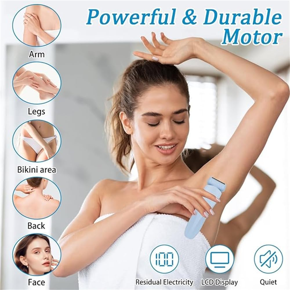 Electric Shaver for Women Bikini Trimmer Wet Dry Use 2 in 1 Silk Glide Epilator (Blue) - Pink image number 5
