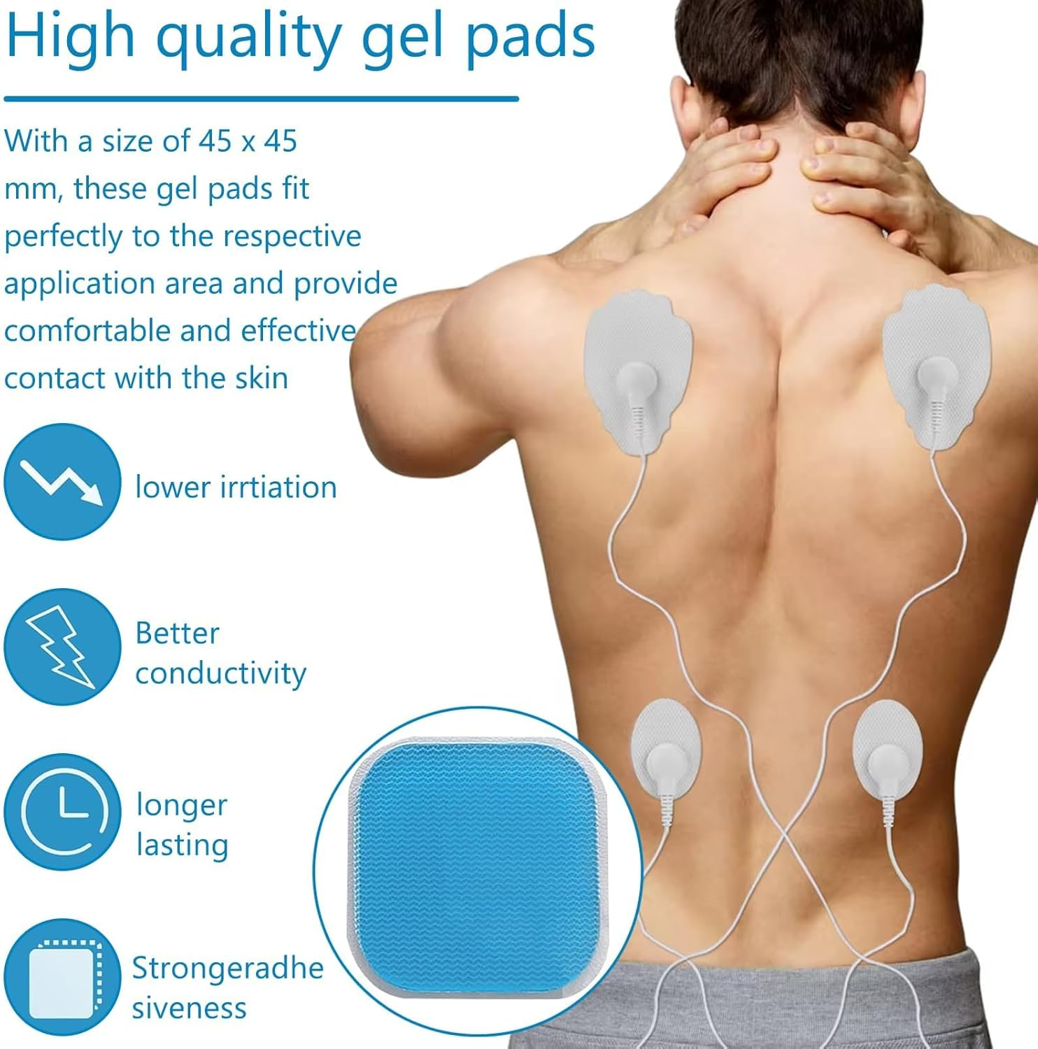 Pack of 20 Replacement Gel Pads, 45 X 45 Mm Electrode Pads for Abdominal Trainer, Applicable to Beurer-Em 59 Gel Pads Replacement Sets, Replacement Gel Pad Compatible with EM 59 Heat Digital TENS image number 6
