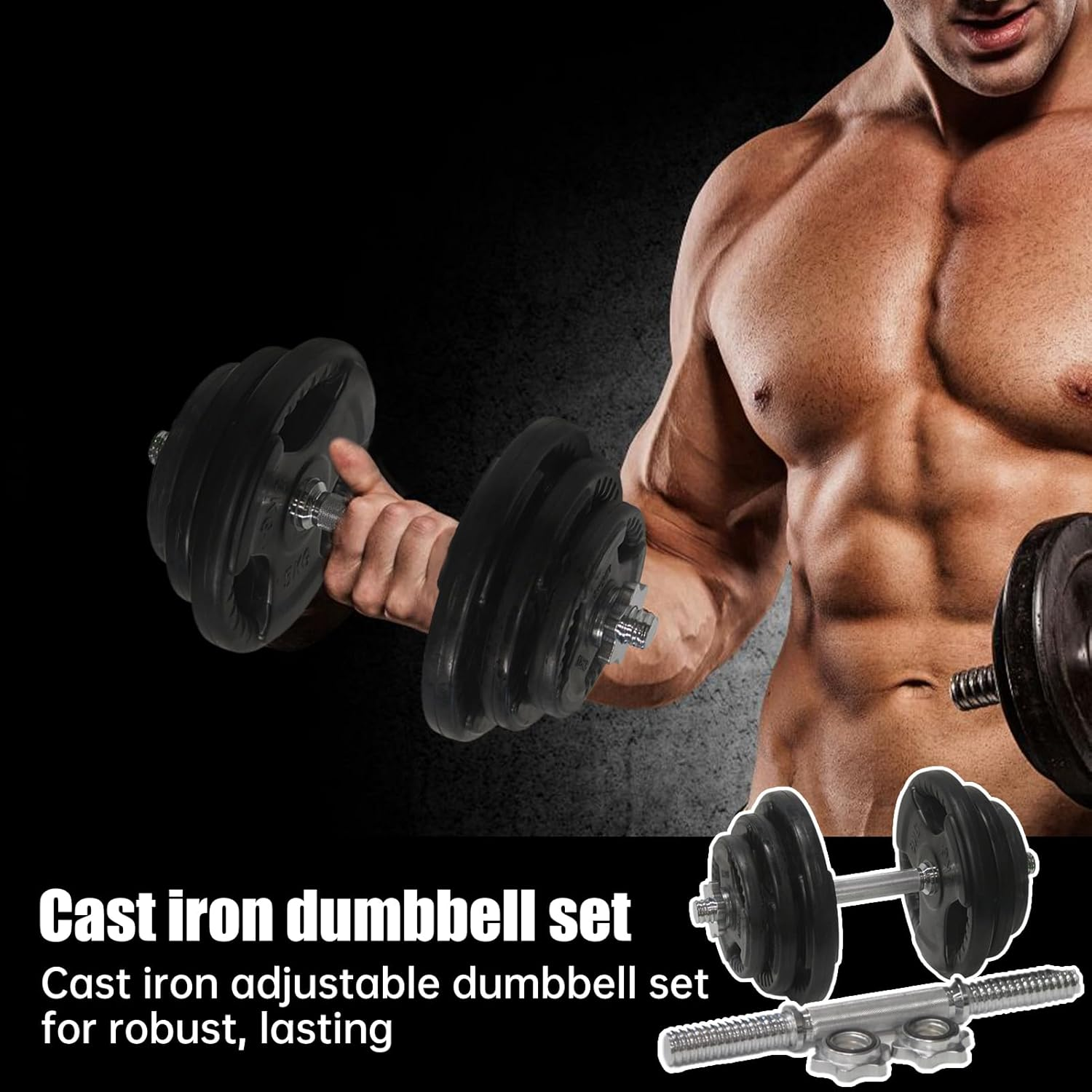 Adjustable Dumbbells Pair, 20KG-60KG Combined Weight, Premium Rubber Weights Set for Full Body Workout, Anti-Roll & Non-Slip Grip Home Fitness Equipment, Quiet & Floor-Safe Gym Weights - 40 Kg Dumbbells Set image number 7