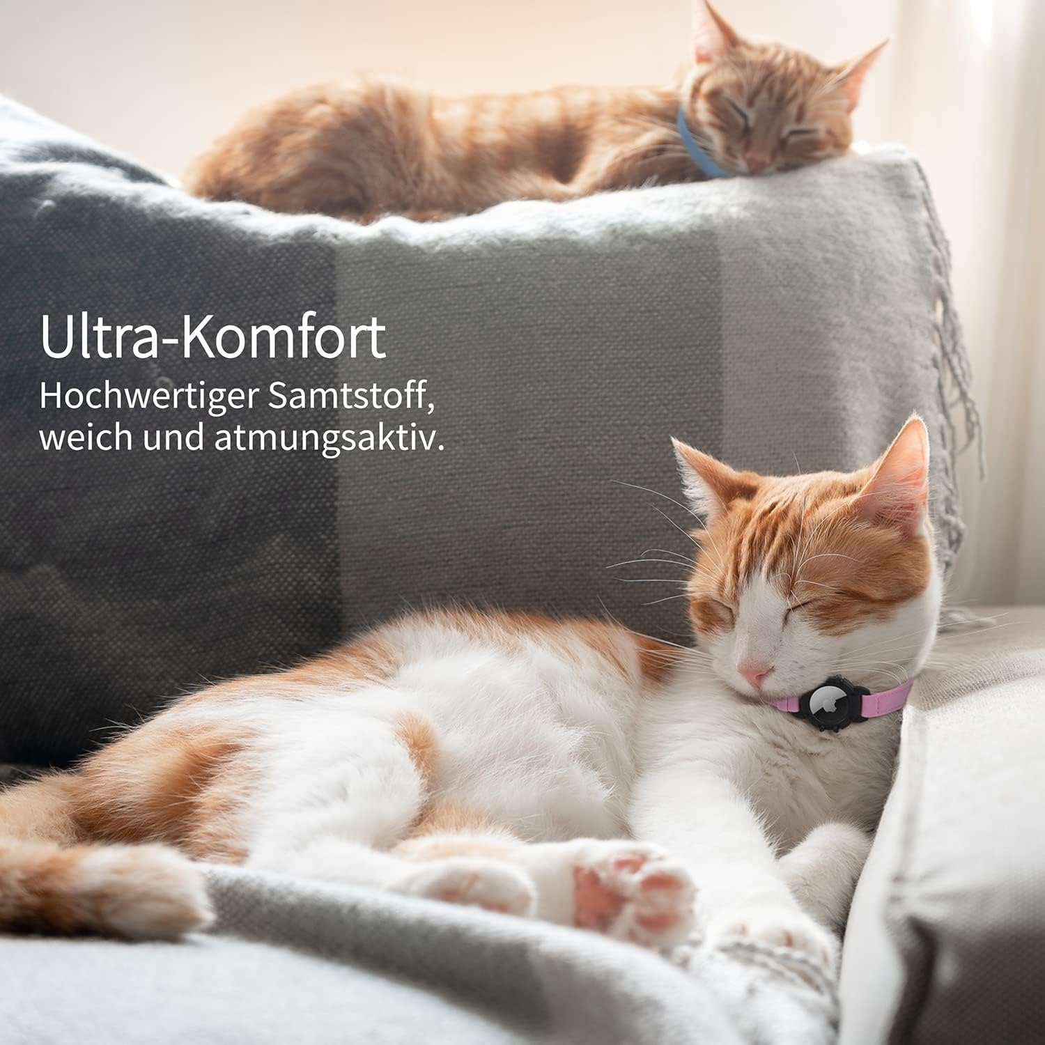 Airtag Cat Collar, Integrated Apple Air Tag Cat Collars, Soft GPS with Airtag Holder and Bell, Lightweight Tracker Collar, Girls/Boys Cat (Pink)