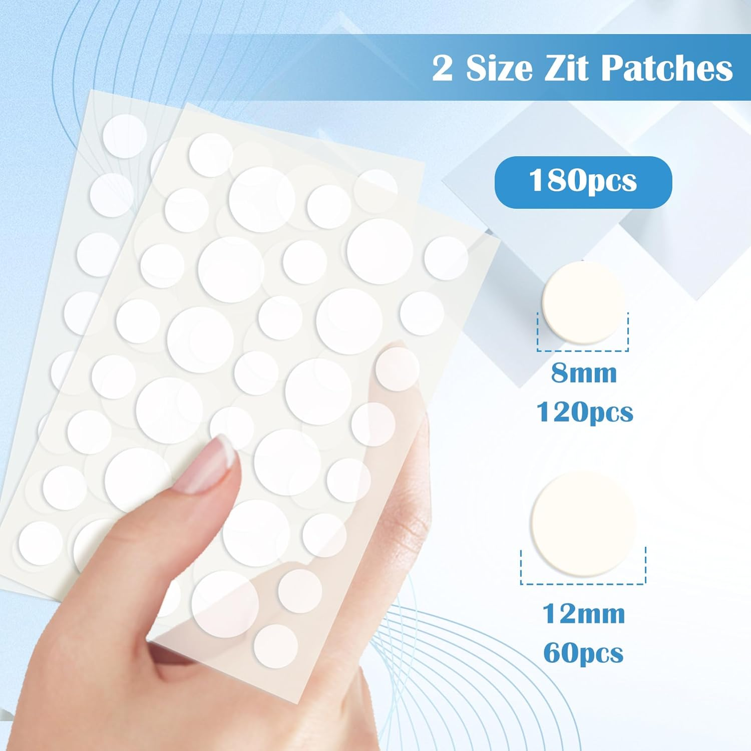 EKIND 180PCS Pimple Patches, Hydrocolloid Acne Patches for Face, Invisible Spot Cover for Blemishes & Breakouts, 2 Size Zit Patches image number 1
