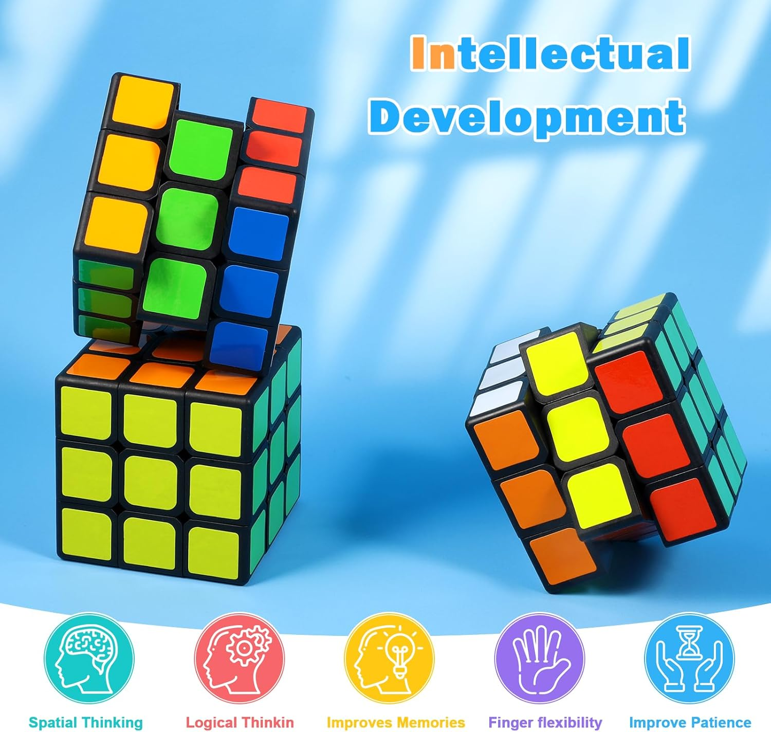 12 PCS Speed Cubes Bulk, 2.1In 3&times;3&times;3 Smooth Flexible Magic Cube 3D Puzzles Cube with Vivid Color, Stress Relief Toy, Party Favors Birthday Party Gifts Stocking Stuffers for Kids Teens Adults image number 1