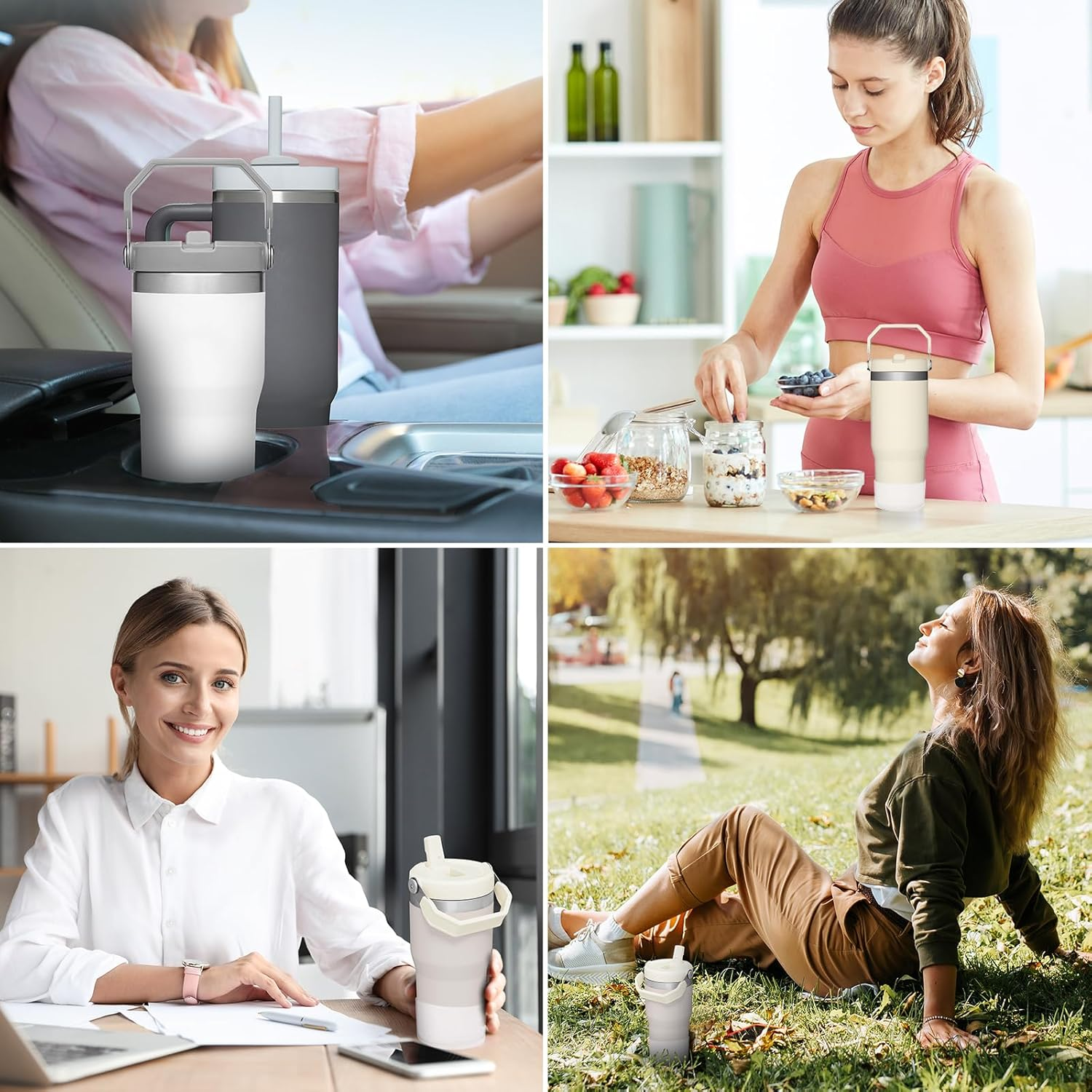 Piccircuit Silicone Boot for Stanley Cup 20-40Oz & Hydroflask 12-24Oz, Glitter Tumbler Accessories, Bottom Protector, Clear (2PCS) - Black image number 2