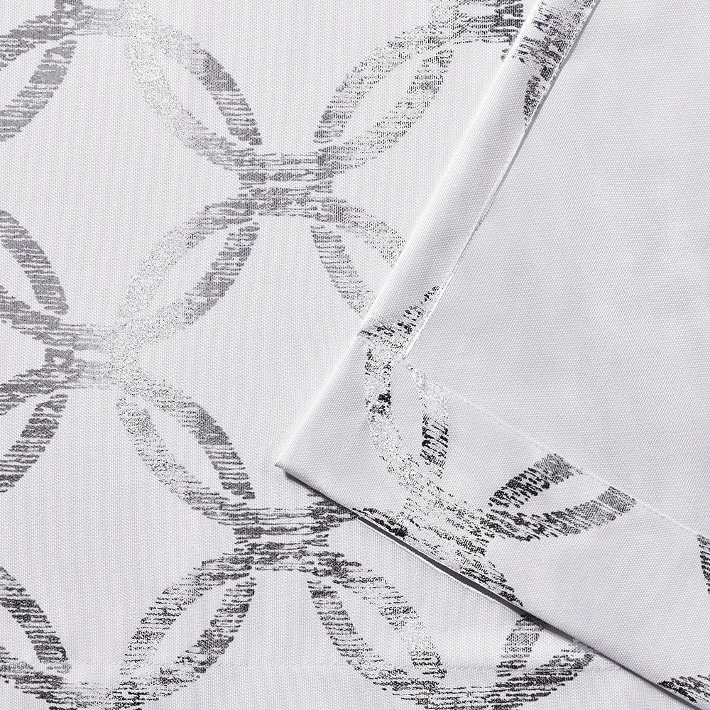 Exclusive Home Curtains Exclusive Home Modo Metallic Geometric Grommet Top Curtain Panel Pair, 54X96, Winter White, 2 Count