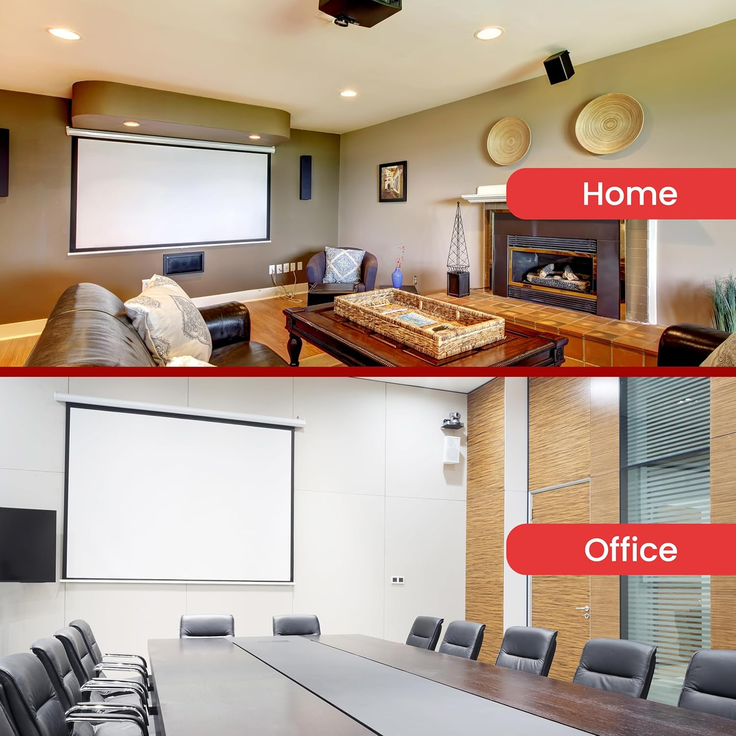 Pyle Manual Pull-Down Projector Screen - Universal 84-Inch Roll-Down Retractable Manual Projection Screen W/Auto-Locking, Adjustable Screen Height, Black Masking Border image number 3