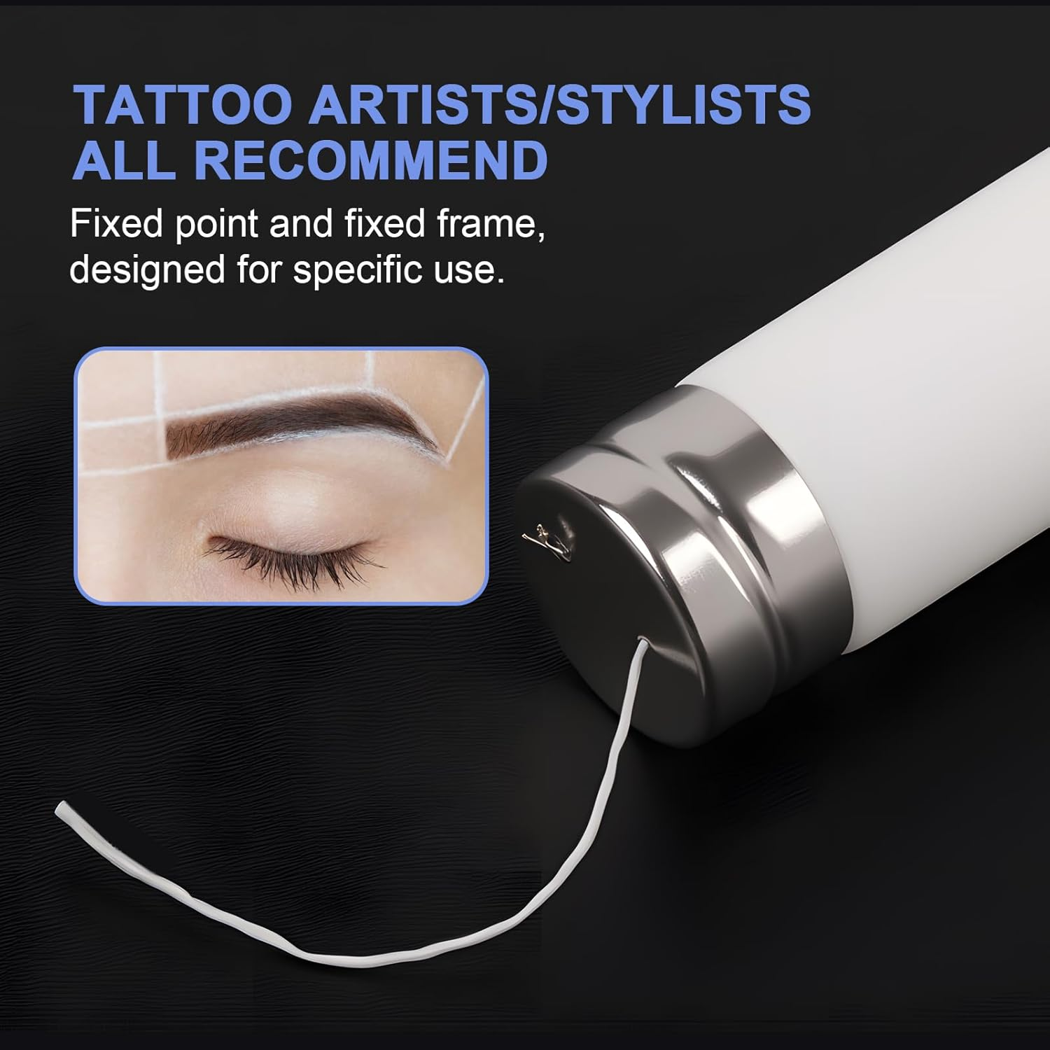 30M Pre-Inked White Brow Mapping String, Professional Microblading Supplies for Permanent Makeup & Eyebrow Shaping, Allergen-Free Formula Shaving Brushe image number 1