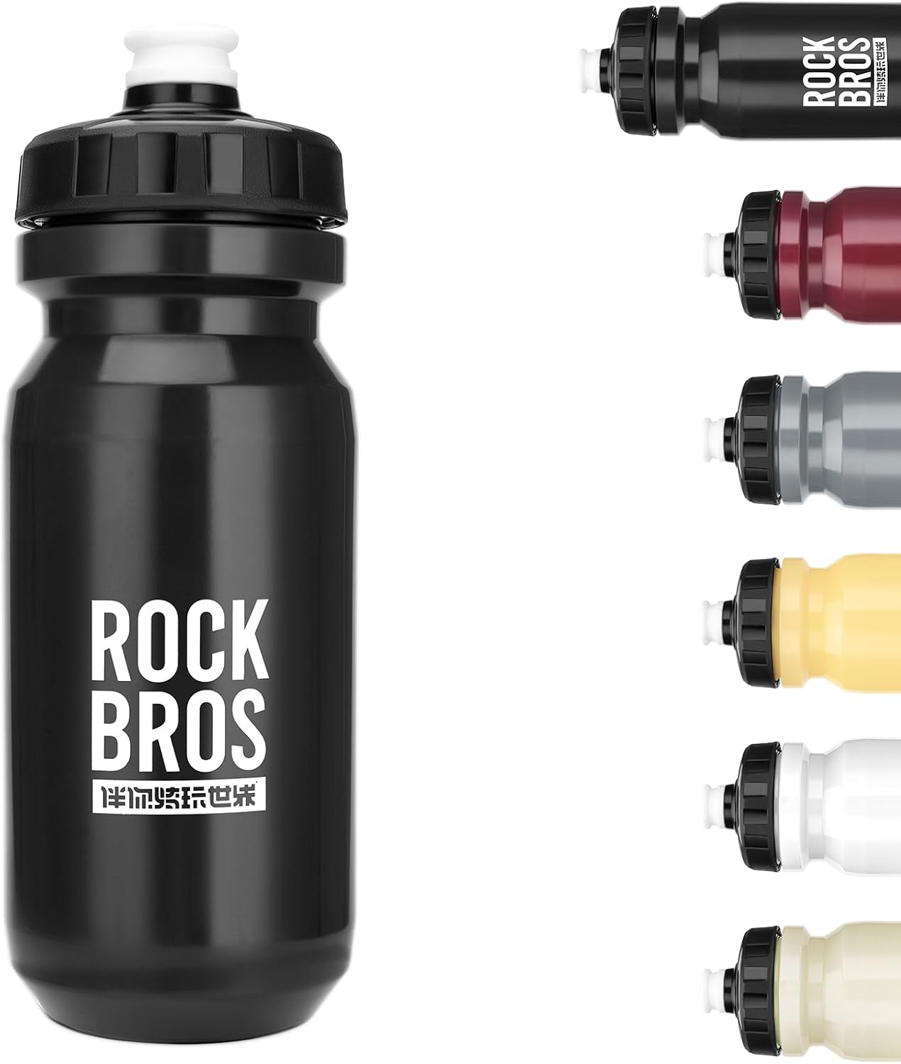 ROCKBROS Bike Water Bottle Squeeze, 20Oz Bicycle Water Bottle, Bpa-Free (Black)