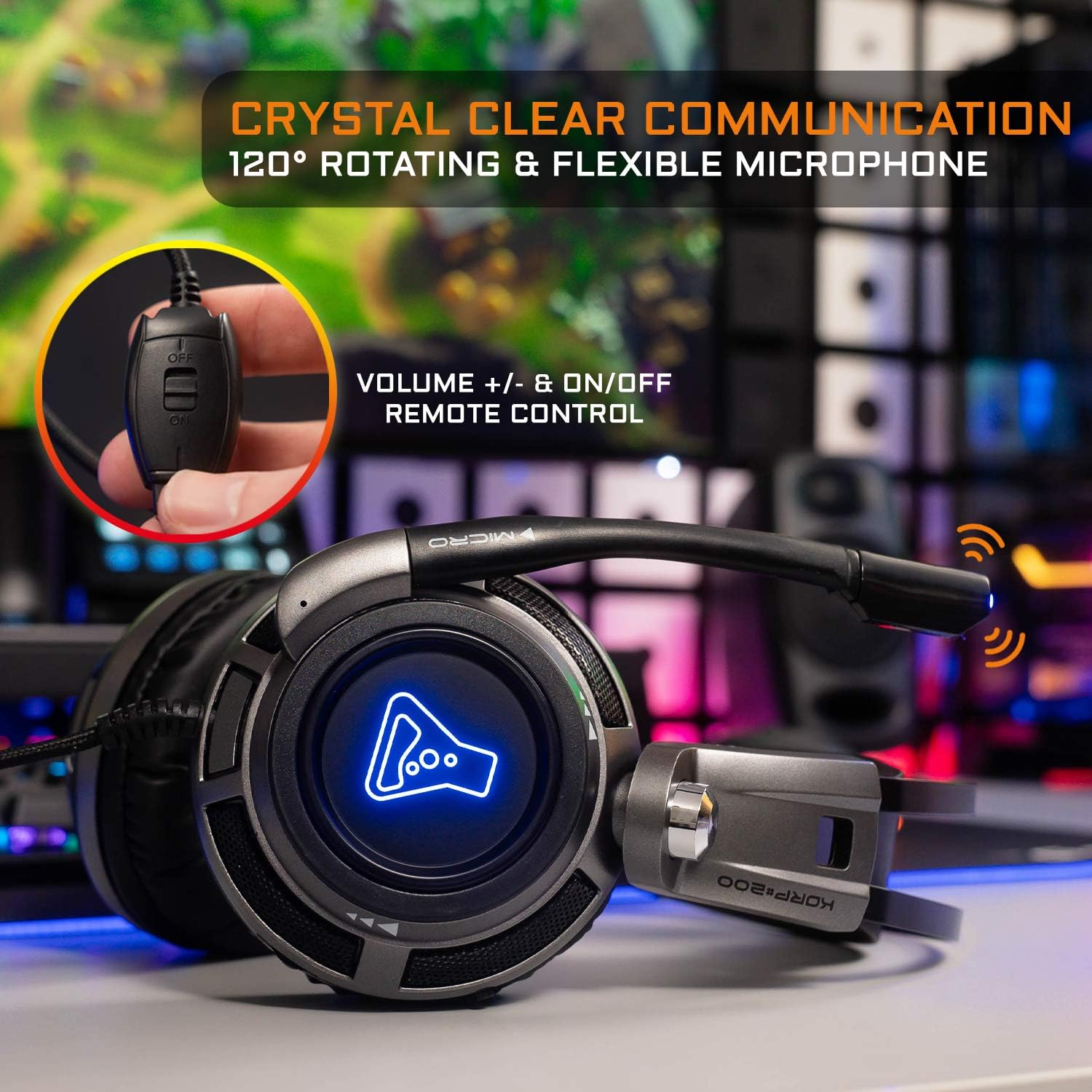 THE G-LAB Korp 200G Gaming Headset Stereo Sound, Blue LED, Comfortable and Light, 3.5Mm Jack Compatible Pc/Ps4/Ps5/Xbox One/Xbox Series X/Series S/Mac/Nintendo Switch/Smartphone - New 2021