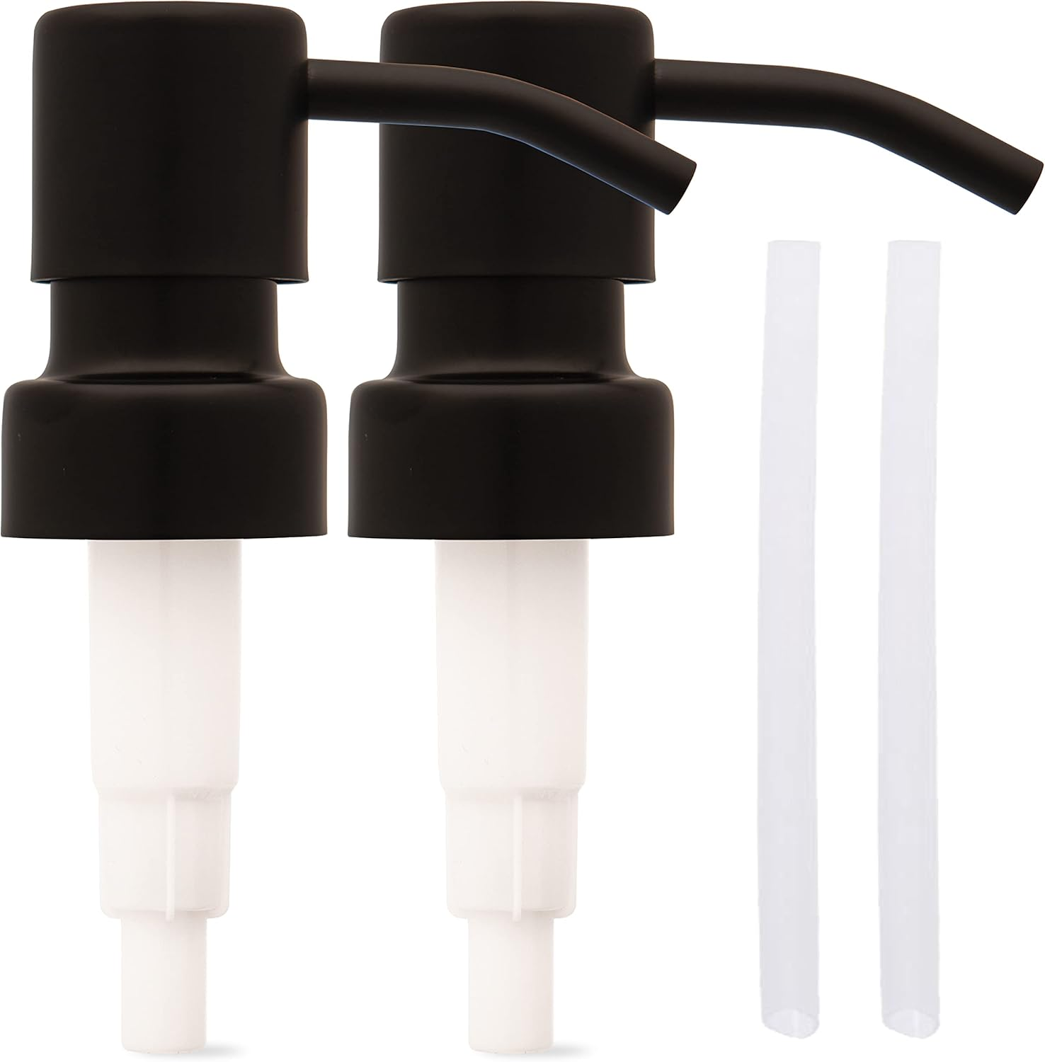 Stainless Steel Soap and Lotion Dispenser Pumps, Replacement for Your Bottles (Black Matte, 2 Pack)