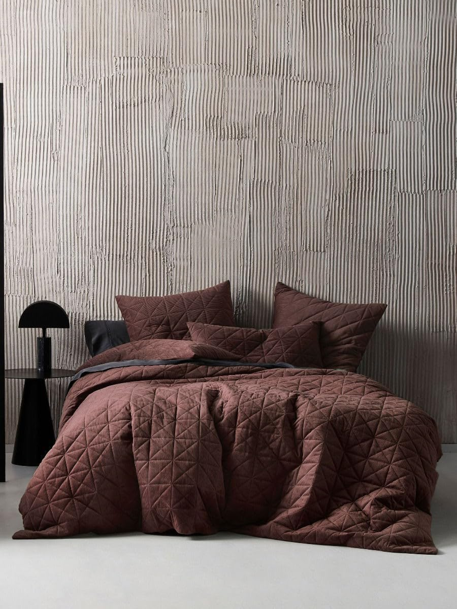 Linen House Kalena Quilt Cover Set, Cinnamon, Queen Bed