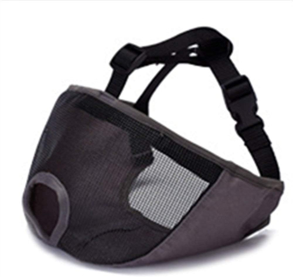 JYHY Short Snout Dog Muzzles- Adjustable Breathable Mesh Bulldog Muzzle Biting Chewing Barking Training Dog Mask, Gray L