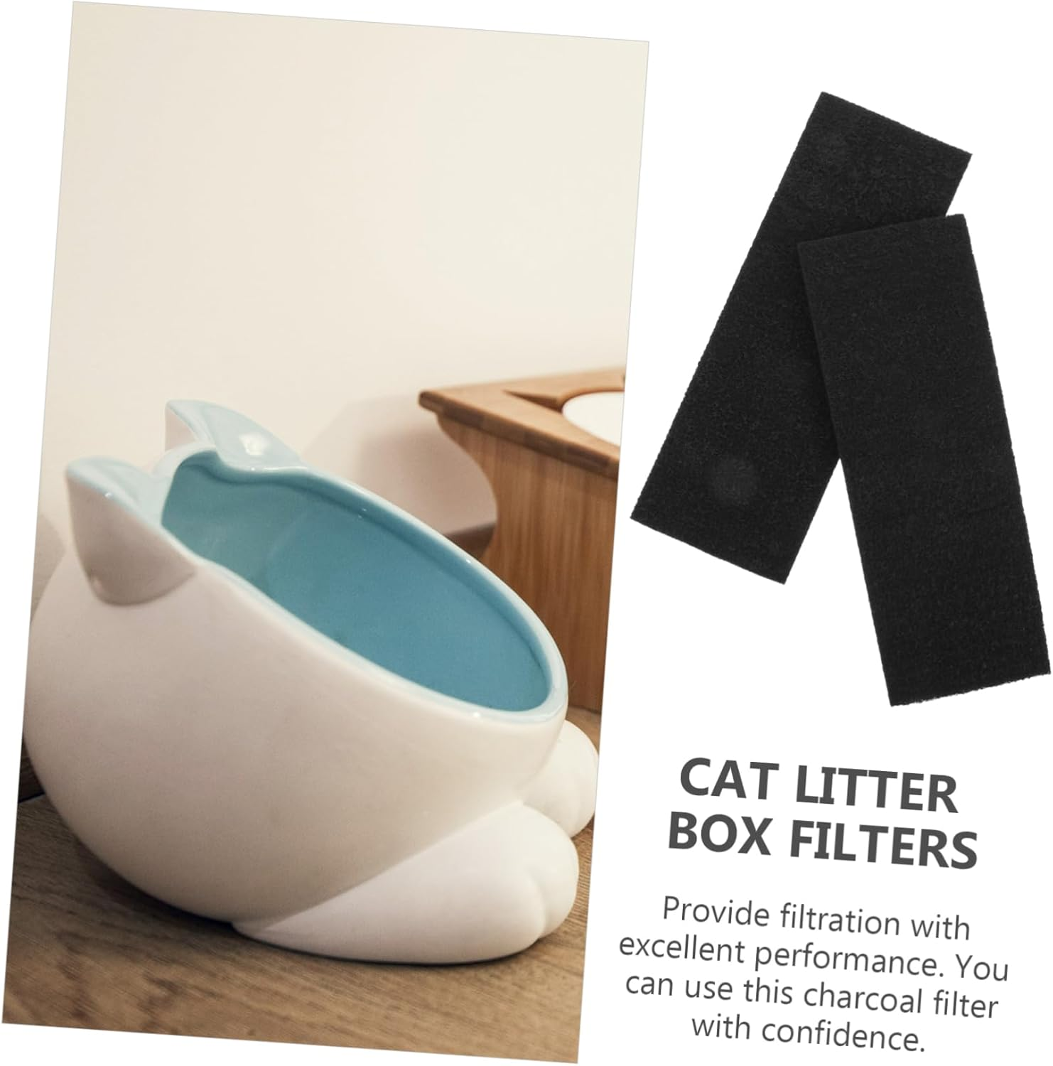 FUTUREORYY 2Pcs Charcoal Cat Litter Tray Filters Odor Absorbing Activated Carbon Inserts for Litter Box Pet Odor and Practical for Cat Toilets image number 1