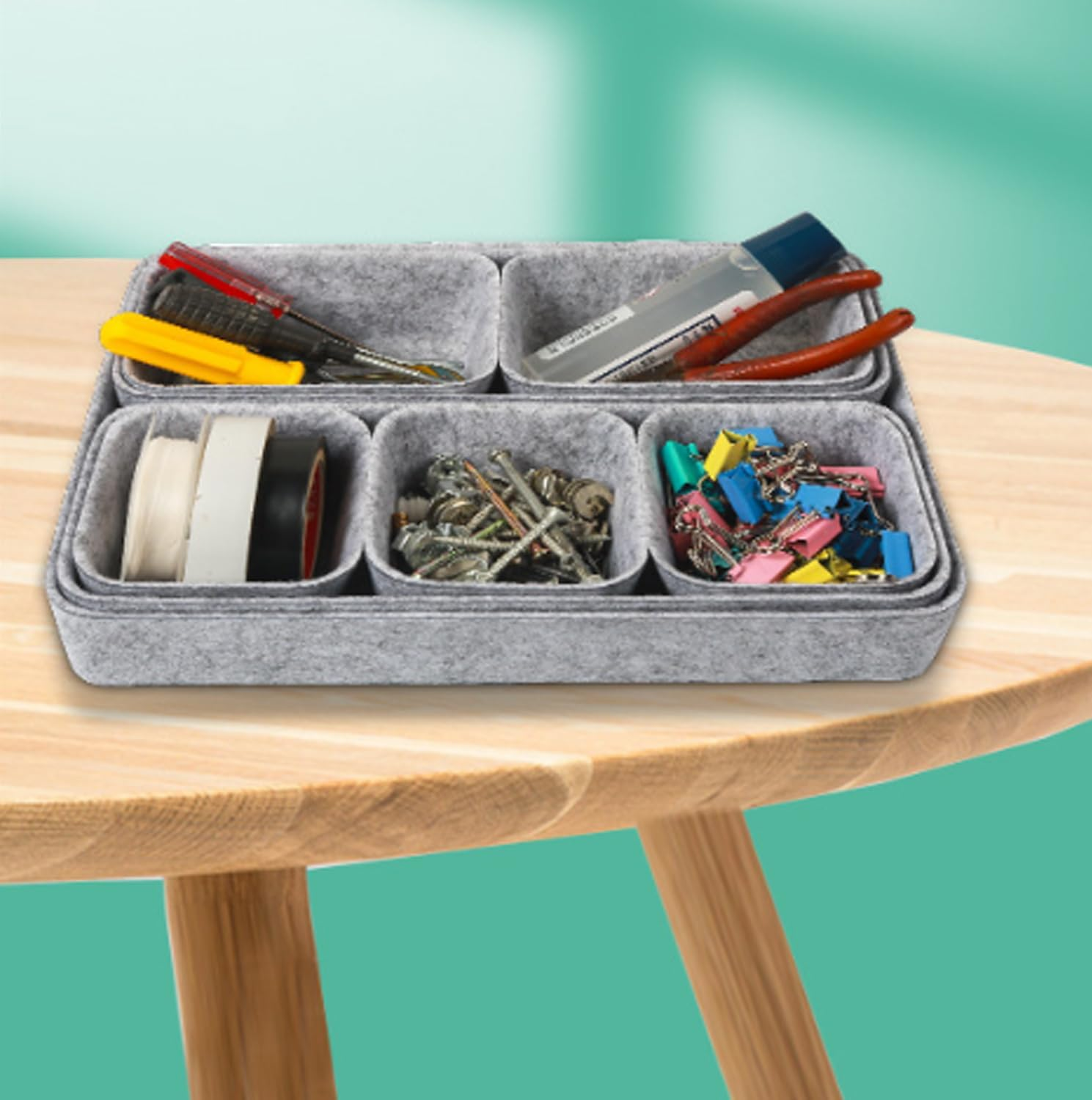 Drawer Organizers Tray Felt Storage Bins Office Desk，Grey Storage Container,Jewelry Organizing Box (Grey) image number 2