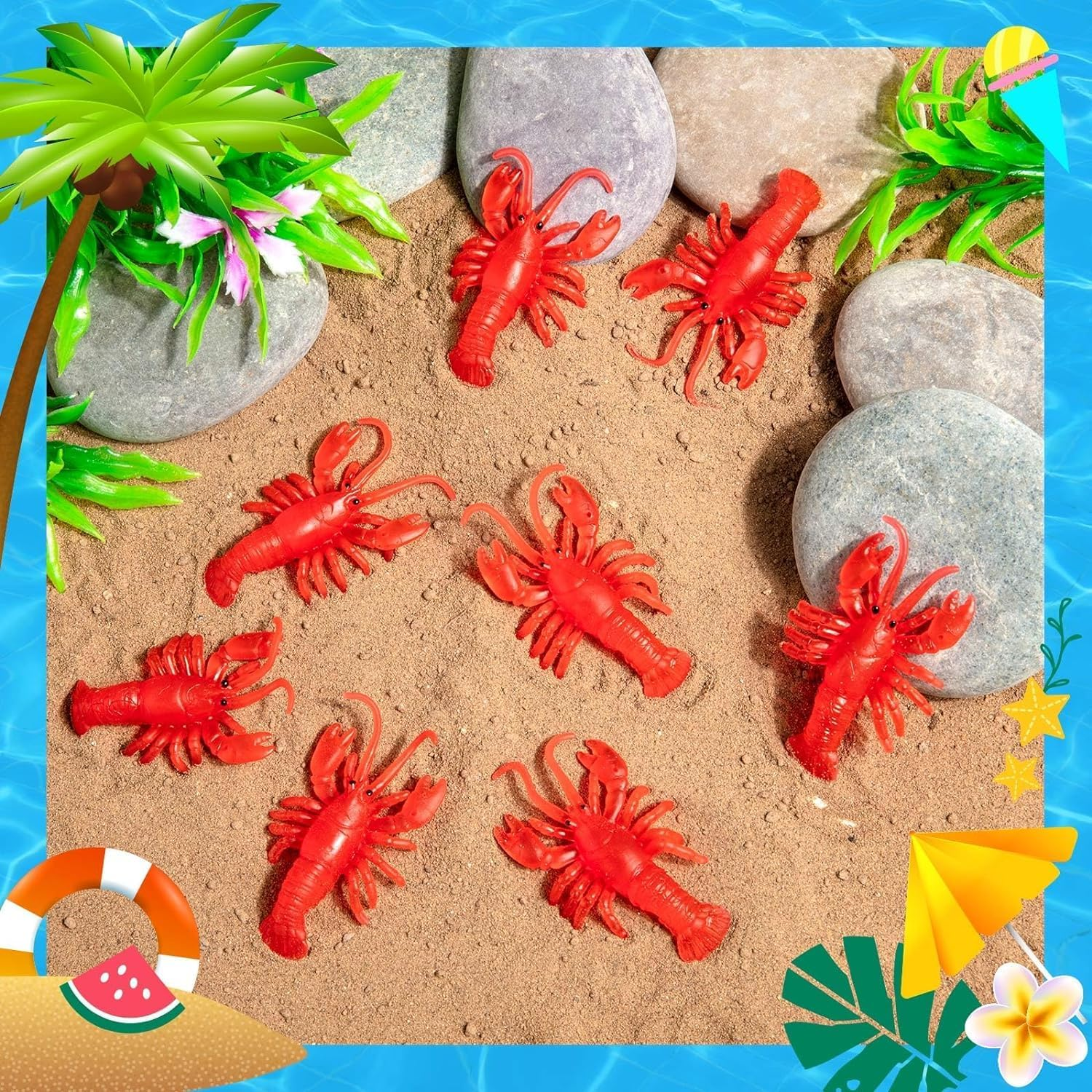 Lobster Toy, 50 Pcs Soft Lobster Models Crawfish Decoration, Small Red Lobster for Summer Beach Scenario Decoration and Home Decoration image number 4