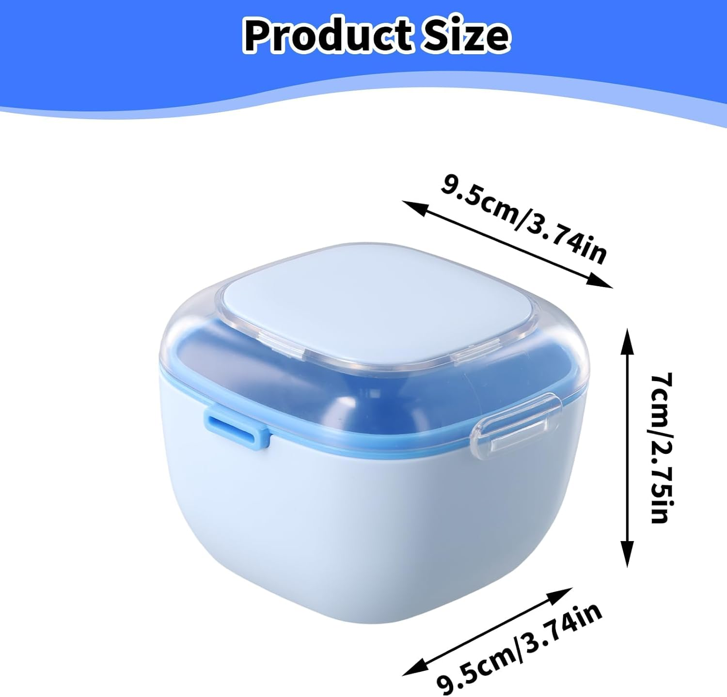 Denture Case, Portable Denture Box for Soaking Cleaning, Retainer Case with Rinsing Basket, False Teeth Storage Container, Retainers, Clear Braces image number 2