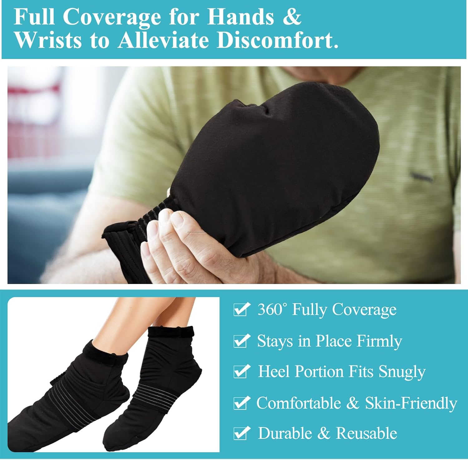 Vecozey Chemotherapy Neuropathy Relief Cold Gloves & Socks Set, Cold Therapy Kit for Hand and Foot Pain, Reusable Gel Ice Packs, Post-Chemo Care Must Haves image number 4