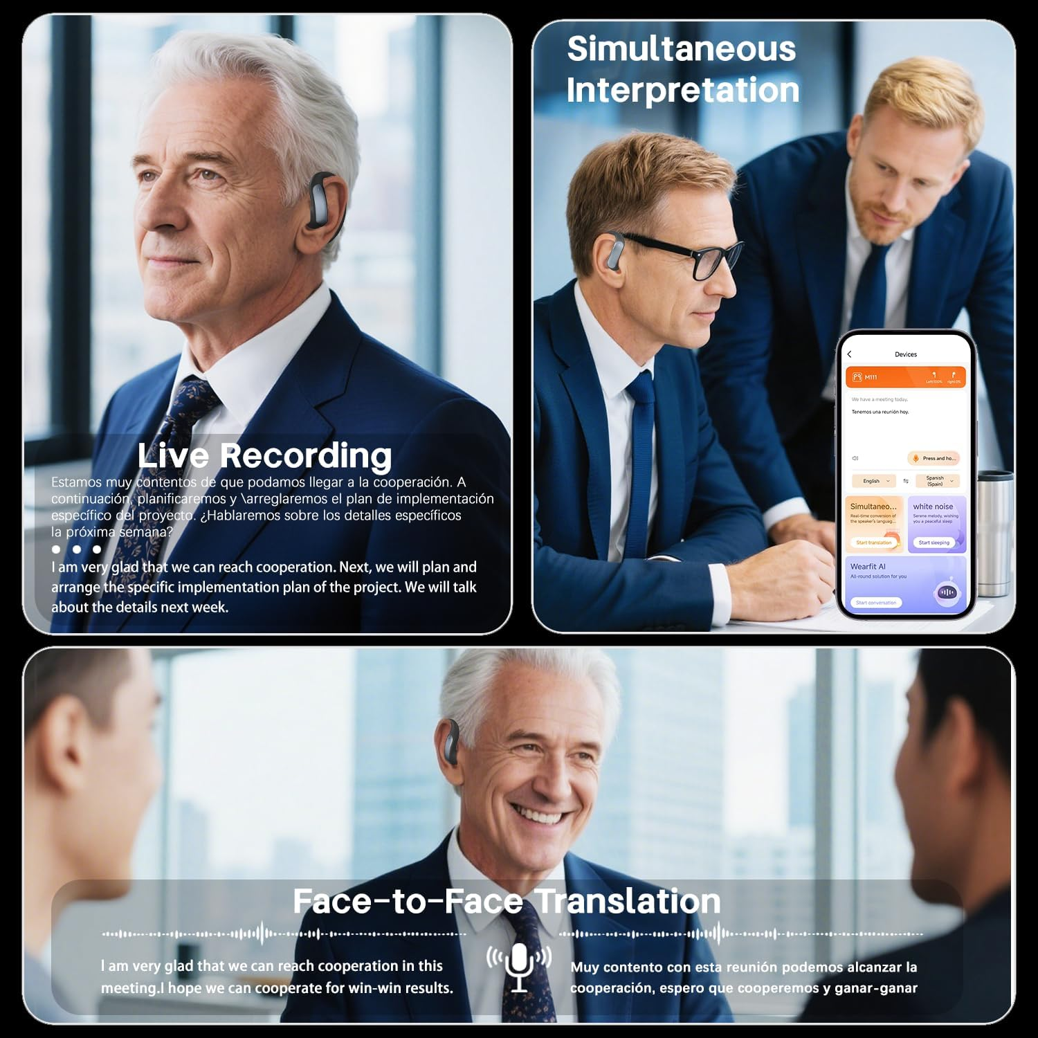 AI Translation Earbuds Real Time,Translation Earbuds with Audio and Video Calls,164 Language Translator Earbuds Audifonos Traductores Ingl&eacute;s Espa&ntilde;ol,Bluetooth Headphones for Business/Learning/Travel image number 6