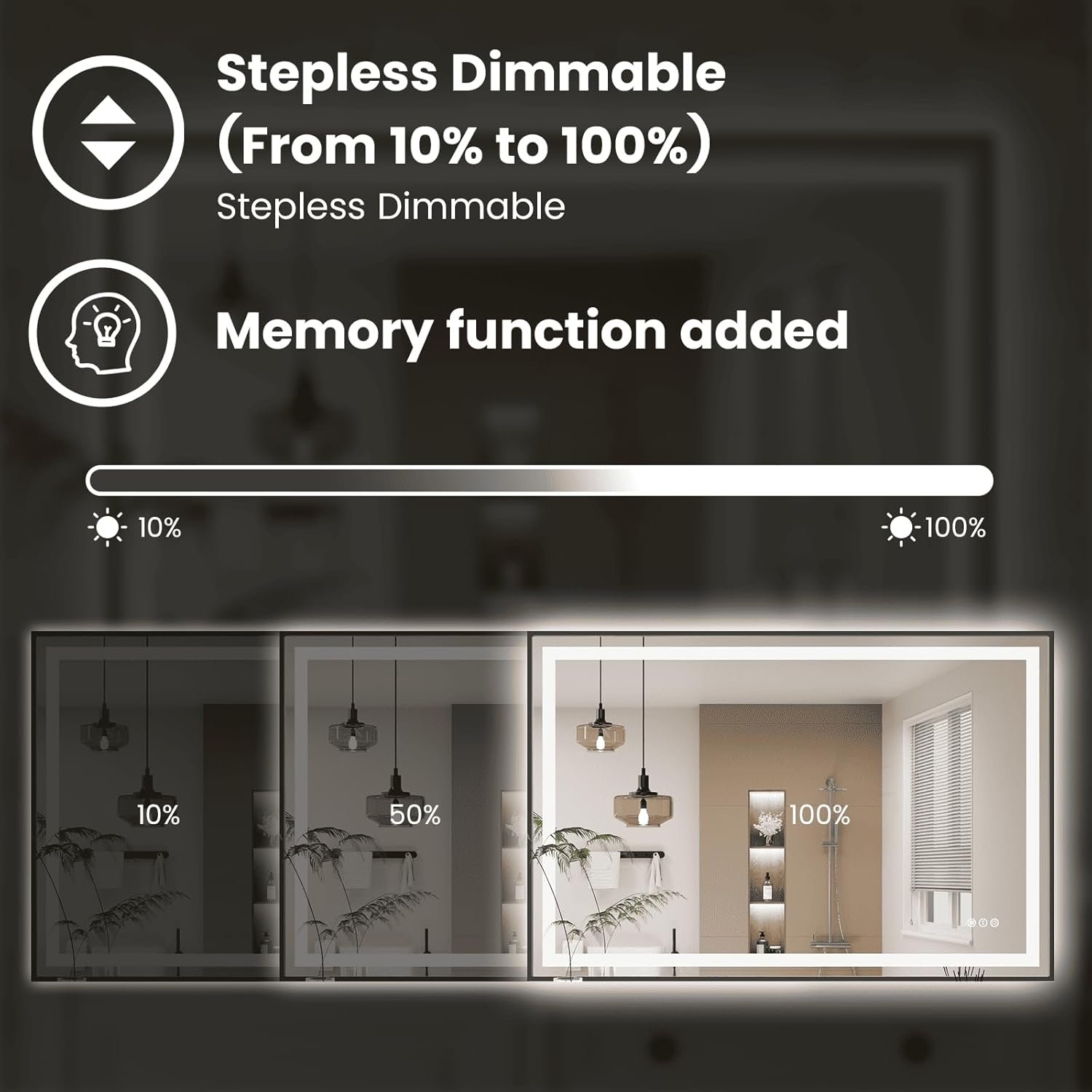 Amorho LED Bathroom Mirror 139X90 CM with Black Frame, Front Light and Backlit, Stepless Dimmable, Anti-Fog, Shatter-Proof, Memory, 3 Color Lighting, LED Wall-Mounted Mirror(Horizontal/Vertical) image number 1