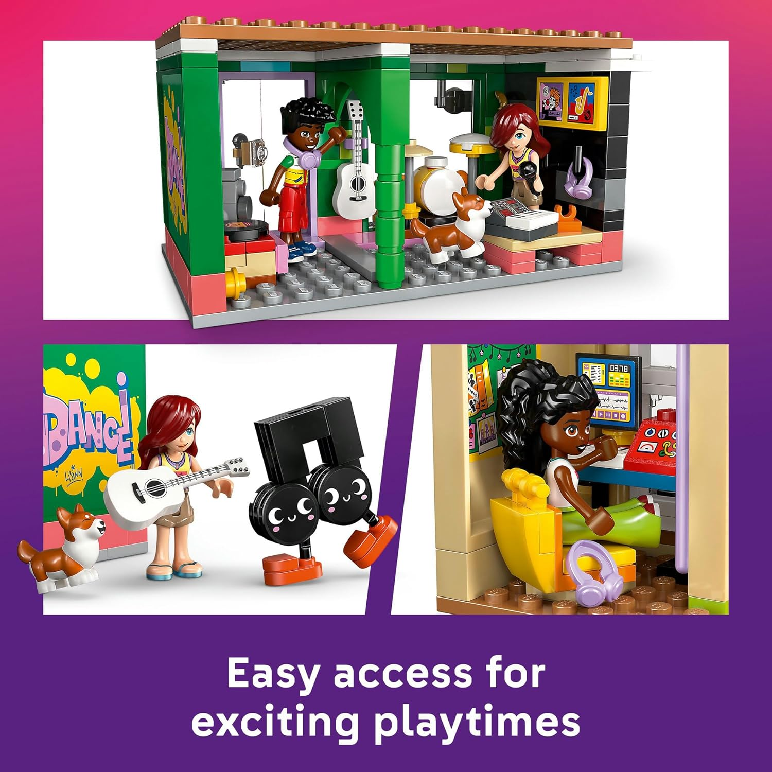LEGO&reg; Friends Music Store & Apartment 42653 Building Set, Pretend-Play Toy with 3 Minidolls, a Corgi Figure and Accessories, Creative Fun for Kids, Toy for Girls and Boys Aged 7 Years Old and Up image number 2