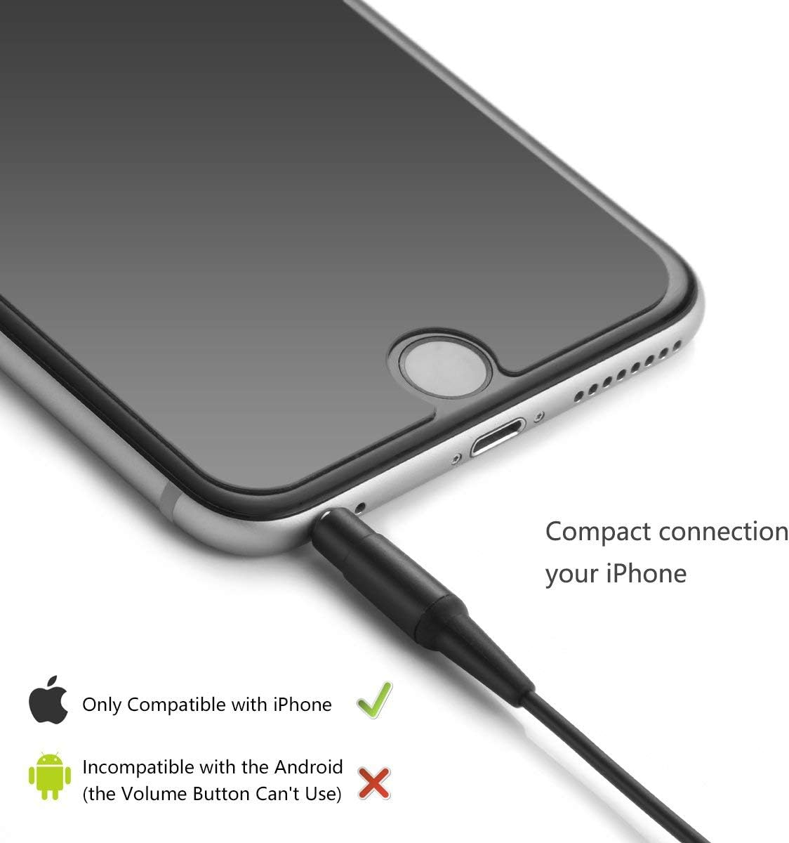 LANMU Replacement Cable for Bose On-Ear 2/Oe2/Oe2I/Qc25/Qc35/Soundlink/Soundtrue Headphones, Headphone Replacement Audio Cable with Mic & Remote Only Compatible with Iphone (With Mic) image number 5