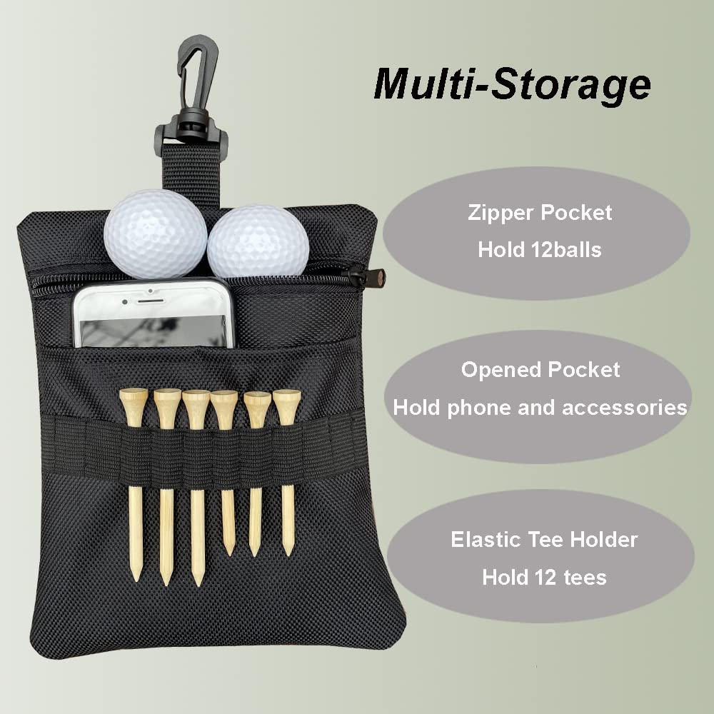 CORECISE Golf Tee Pouch Bag,Zipper Golf Ball Bag,Golf Accessory Pouch,Golf Accessories for Men