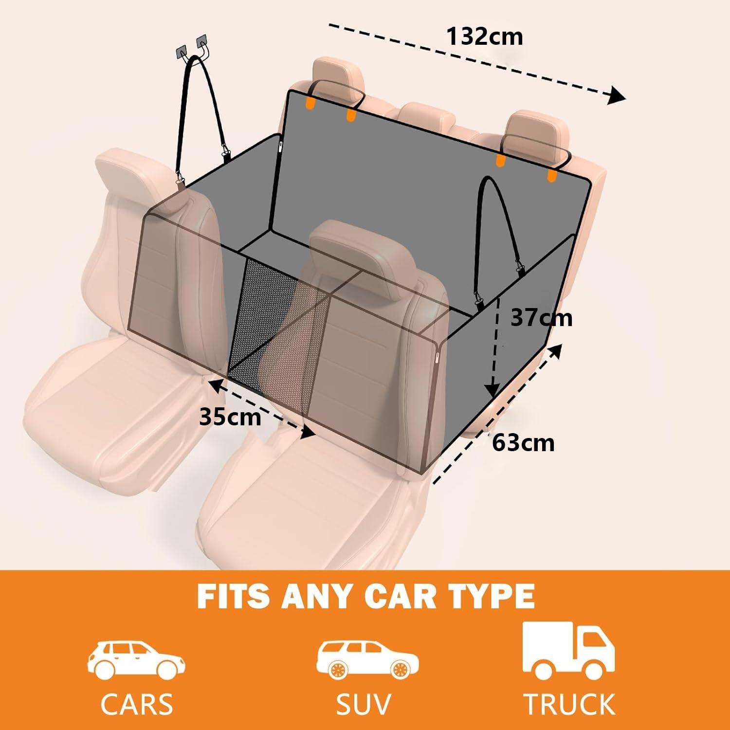 Hard Bottom Back Seat Extender for Dog Travel Accessories - Waterproof Dog Car Seat Cover for Back Seat, Non Inflatable Car Bed,Foldable Seat Covers for Dog Hard Bottom Hammock image number 6