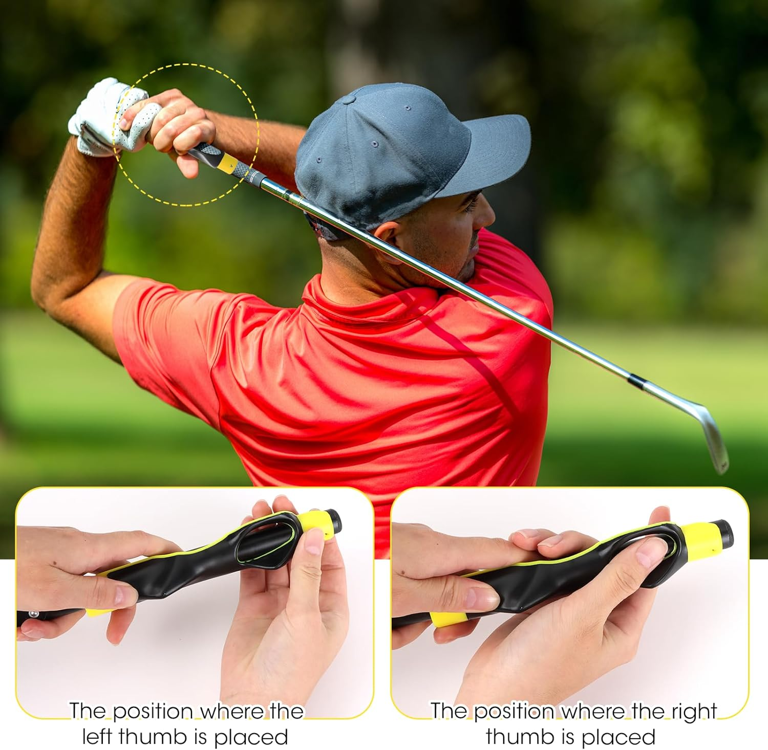 Bushhaven Golf Grip Trainer, Yellow Professional Golf Training Aid for Indoor & Outdoor Practice, Ideal Golf Club Attachment for Beginners & Advanced Players to Correct Hand Positioning image number 1
