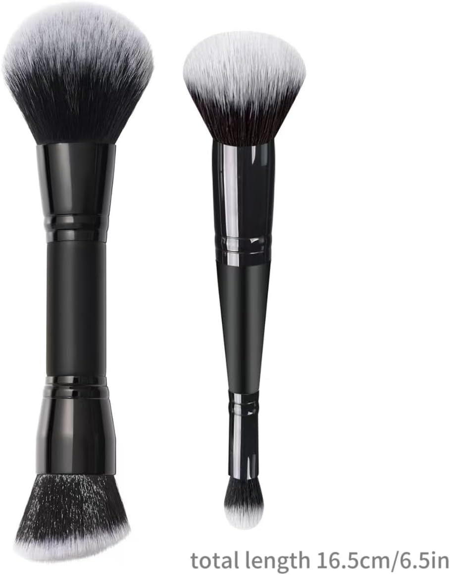2 Pcs Makeup Brushes, 2 in 1 Dual-Ended Foundation Brush Multi-Functional Portable Beauty Brushes for Girls Women, Dual-Ended Cream + Powder Brush, Two-In-One Makeup Brush for Creating a Gorgeous image number 3