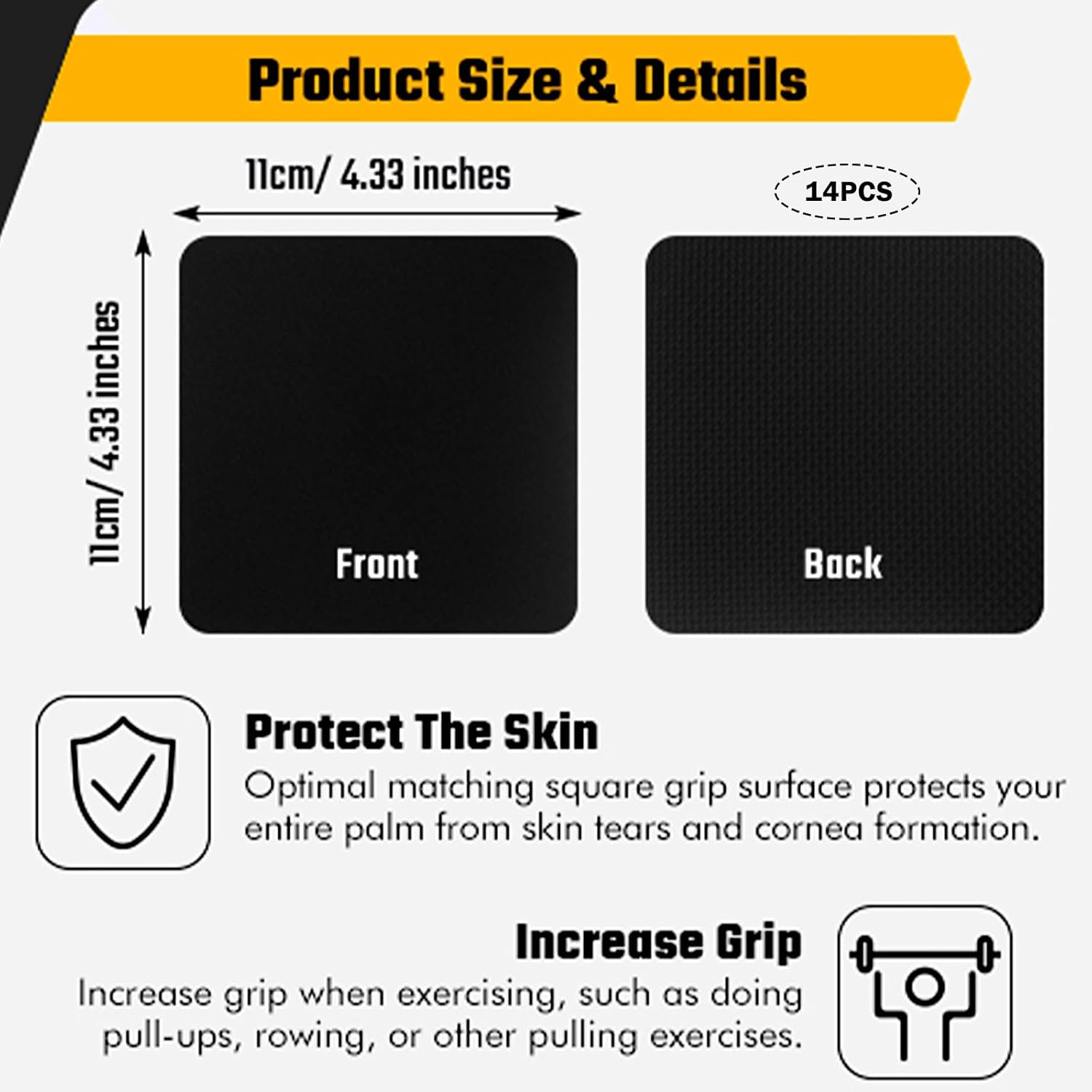CHEUNGHAO 14Pcs Gym Grip Pads for Weight Lifting - Comfort Workout Grips for Men and Women, Pull up and Training Hand Grips, Durable, Non-Slip, No Sweat image number 4