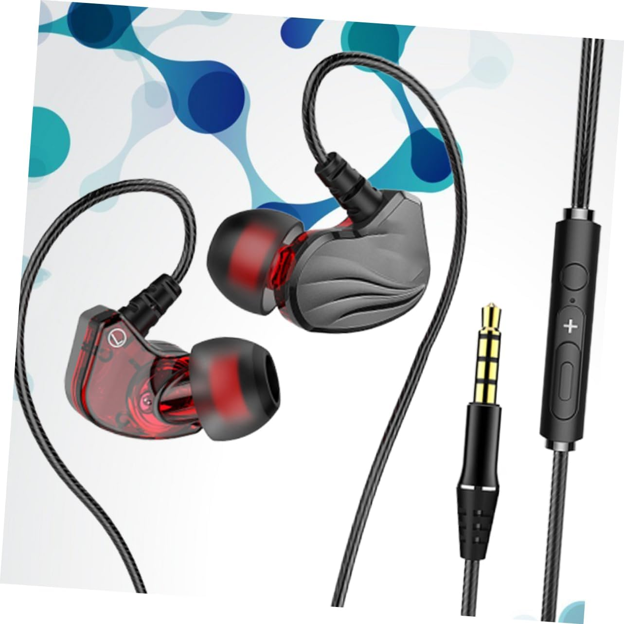 QUMIIRITY Ear Wired Earphones with Mic Subwoofer Stereo Bass Earbuds for Gaming Compatible with Phone and Tablet Grey Tangle Cables Flexible Earhooks for Comfort and Stability image number 5