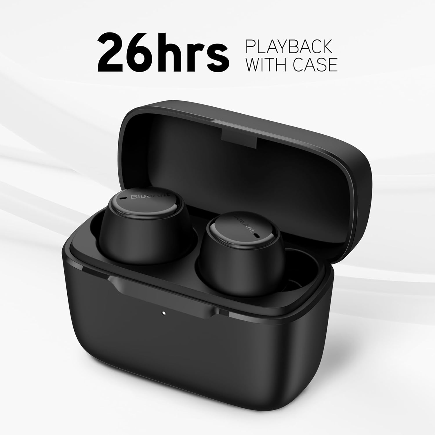 Blueant Pump Air Lite 2 True Wireless Bluetooth Earbuds, Sweatproof Sports Fit, Big Bass Sound, Clear Calls, All-Day Battery with Charging Case, Lightweight In-Ear Design, Black - White image number 6