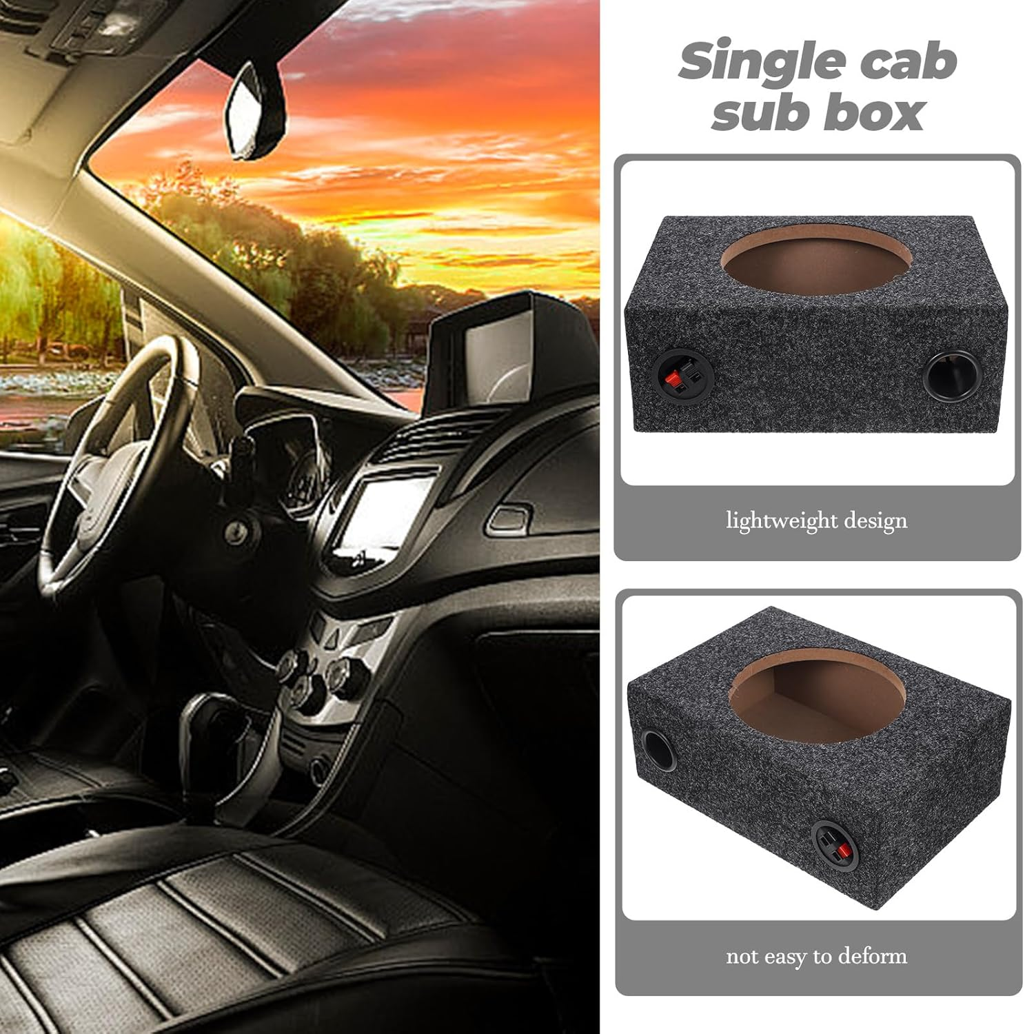 ULTECHNOVO 8In Car Ported Subwoofer Box, Speaker Enclosures, Wooden Car Box Speaker Cabinets with Sound-Absorbing Cotton Carpeted Finish for Great Sound Quality for Home, Vehicle image number 2