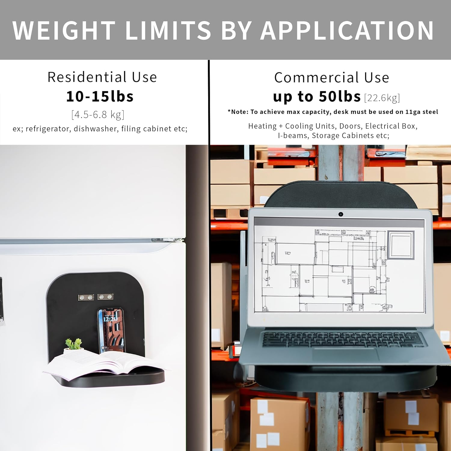 VIVO Magnetic Portable Laptop Workstation, Notebook/Tablet Shelf, Utility Platform, Hands-Free Compact Desk, Attaches to Flat Steel Surfaces, Black, DESK-MAG01 image number 4