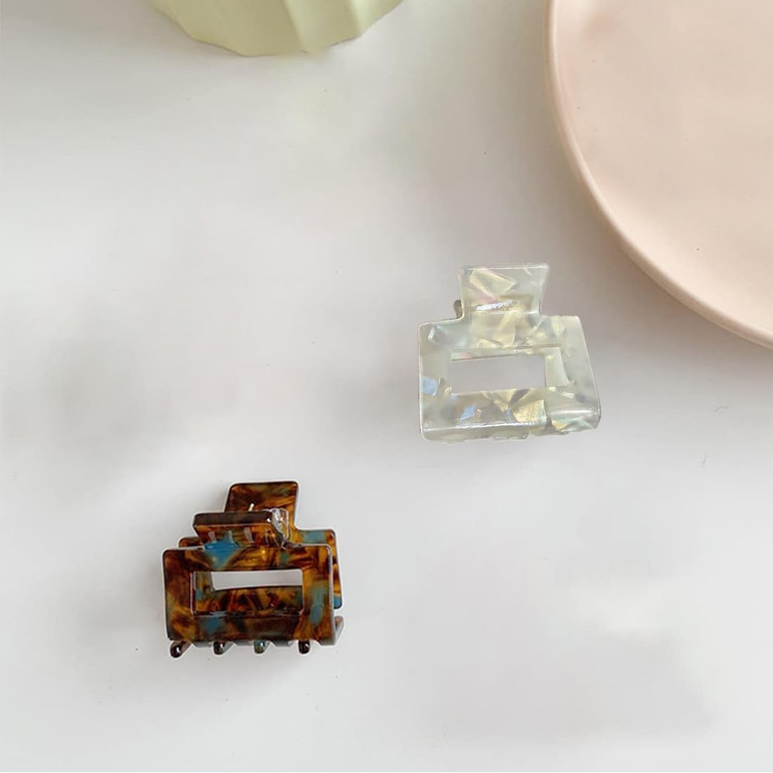 Aililong Hair Claire & Claide Hair Claw Clamp Set, Acetic Acid French Design with Strong Holding Power, Pack of 2 for Women & Girls - Claire & Claide Hair Claw, Colourful Colours, Invisible Like