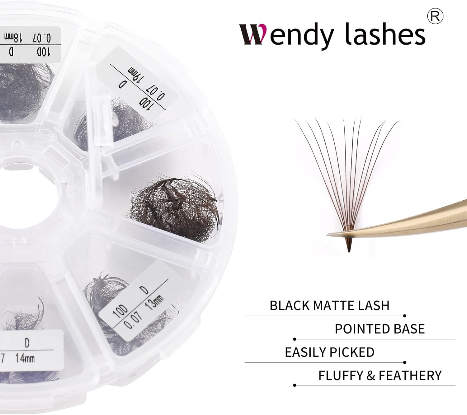 Premade Brown Eyelash Extension 500 Fans Handmade Loose Volume Lashes 10D Pre-Made Fans 0.07Mm C/D Curl 13-20Mm Mixed Volume Eyelash Extensions (500PCS-10D-0.07-D, 13-20Mm MIXED) image number 3