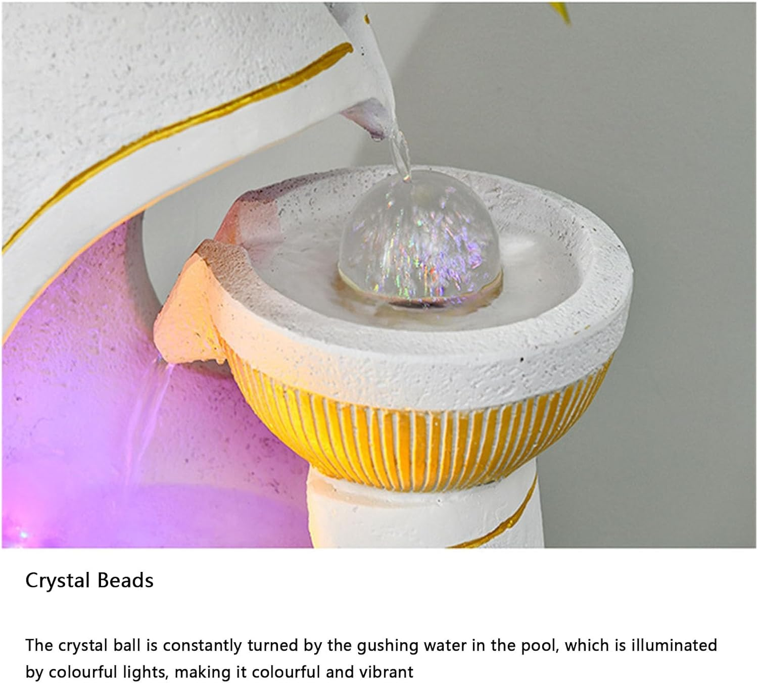 Outdoor Fountain Indoor Fountain, Creative Ornaments, Horseshoe Lotus Modern Fogging Water, Home/Office Decor(White) image number 3