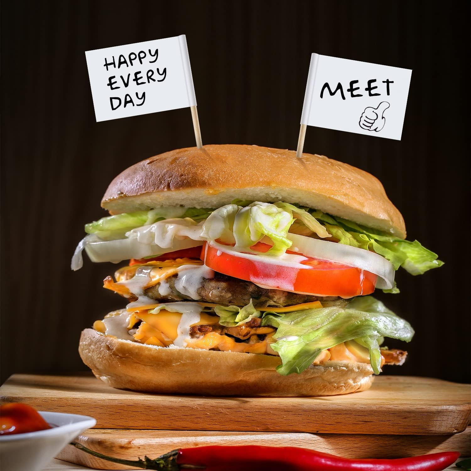 200Pcs Kraft Toothpick Flags, White Mini Food Labels Flags for Party Food, Cupcake Decoration, Cheese Label, Fruit Salad image number 4