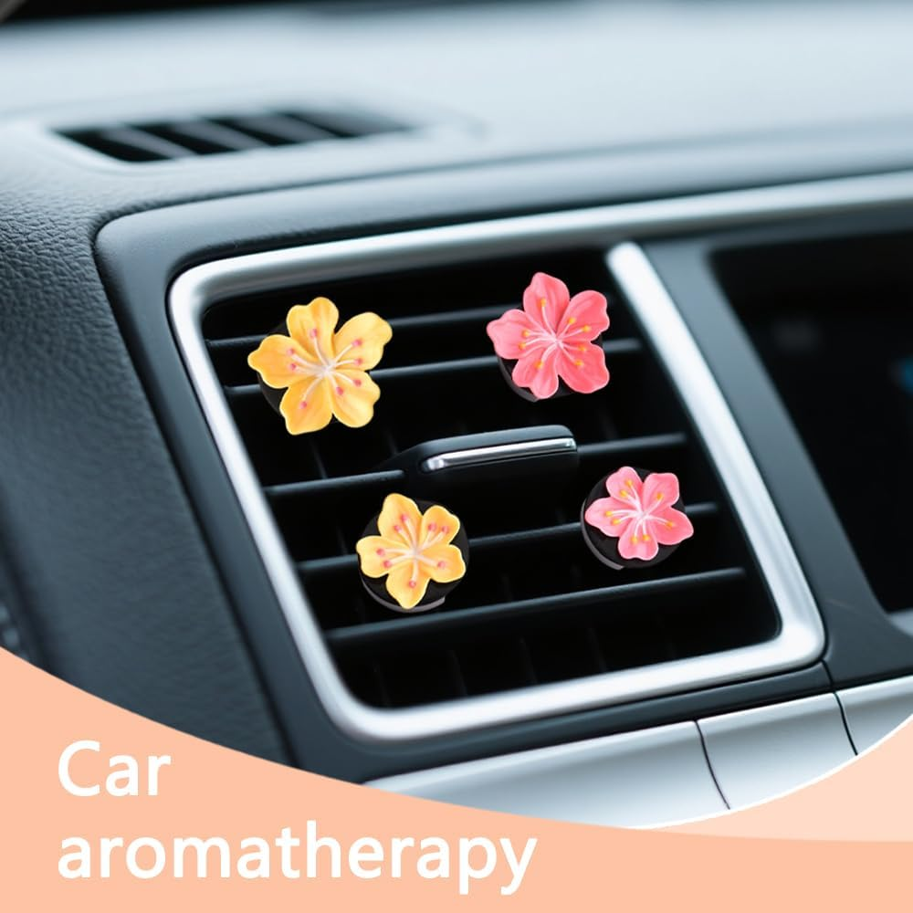 Flower Air Vent Clip Car Accessories for Women Car Air Freshener Clips Cute Rose Red Yellow Flowers Aesthetic Interior Decors for Girls New Driver Christmas Birthday Gift 4PCS image number 4
