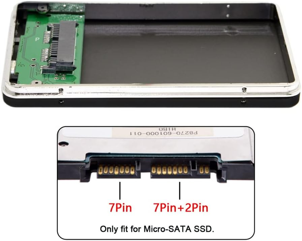 NFHK USB2.0 480Mbps to 1.8 Inch Micro SATA 16Pin 7+9 SSD HDD External Hard Disk Enclosure - White image number 3