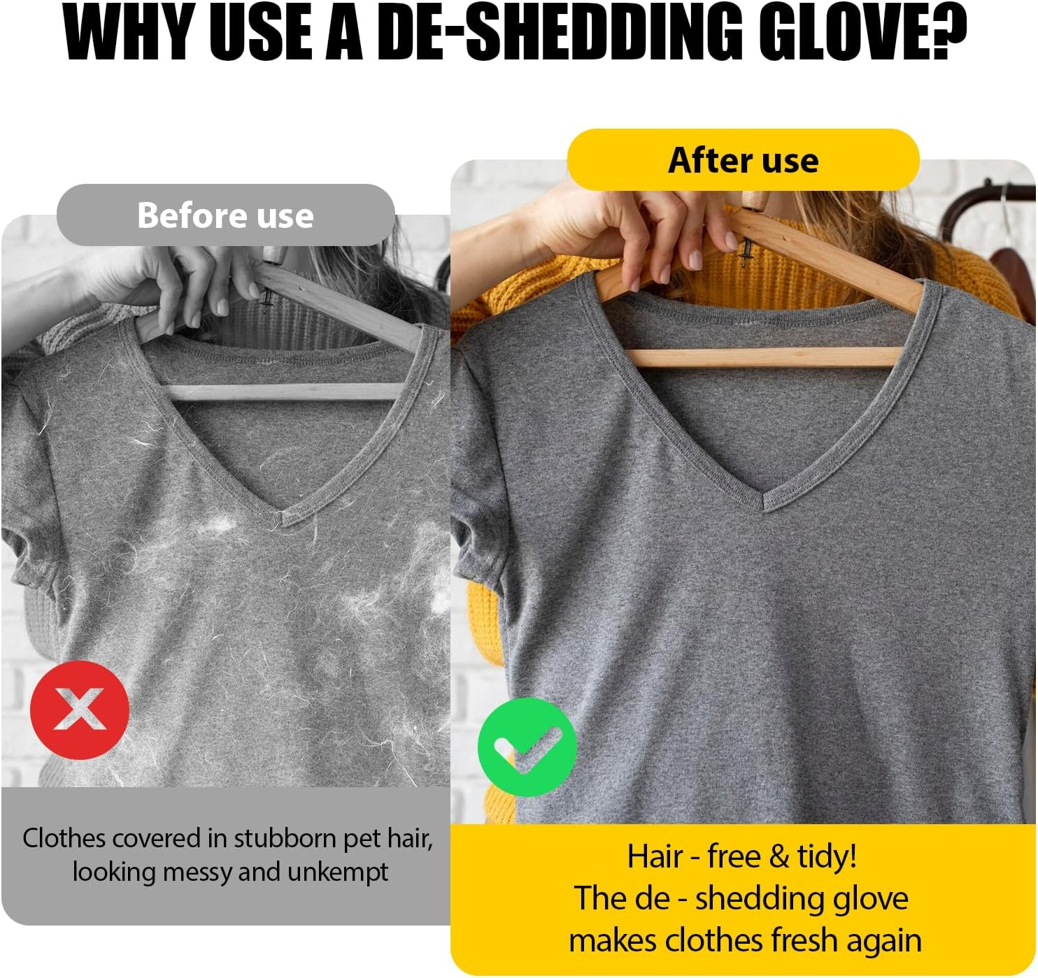 Pet Hair Remover Gloves, Electrostatic Reusable Cat & Dog Fur Removal Tool, Double-Sided Static Cleaning Upgraded Grooming Mitt for Deshedding & Washing for Couch, Furniture, Carpet & Car image number 3