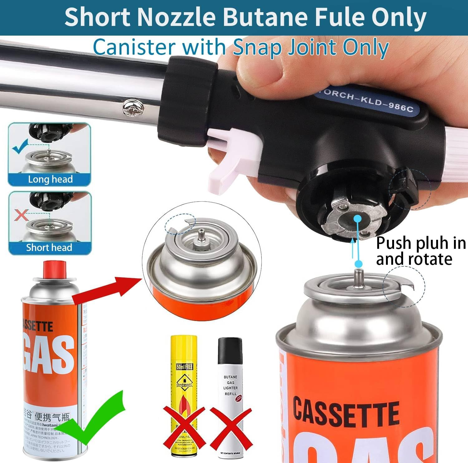 Butane Blow Torch, Kitchen Torch Burner, Adjustable Flame Professional Power Torch, Gas Burner, 360&deg; Reverse Use for Creme Baking Cooking BBQ Grilling Roasting, Welding, Etc. (Butane Gas Not Included) image number 3
