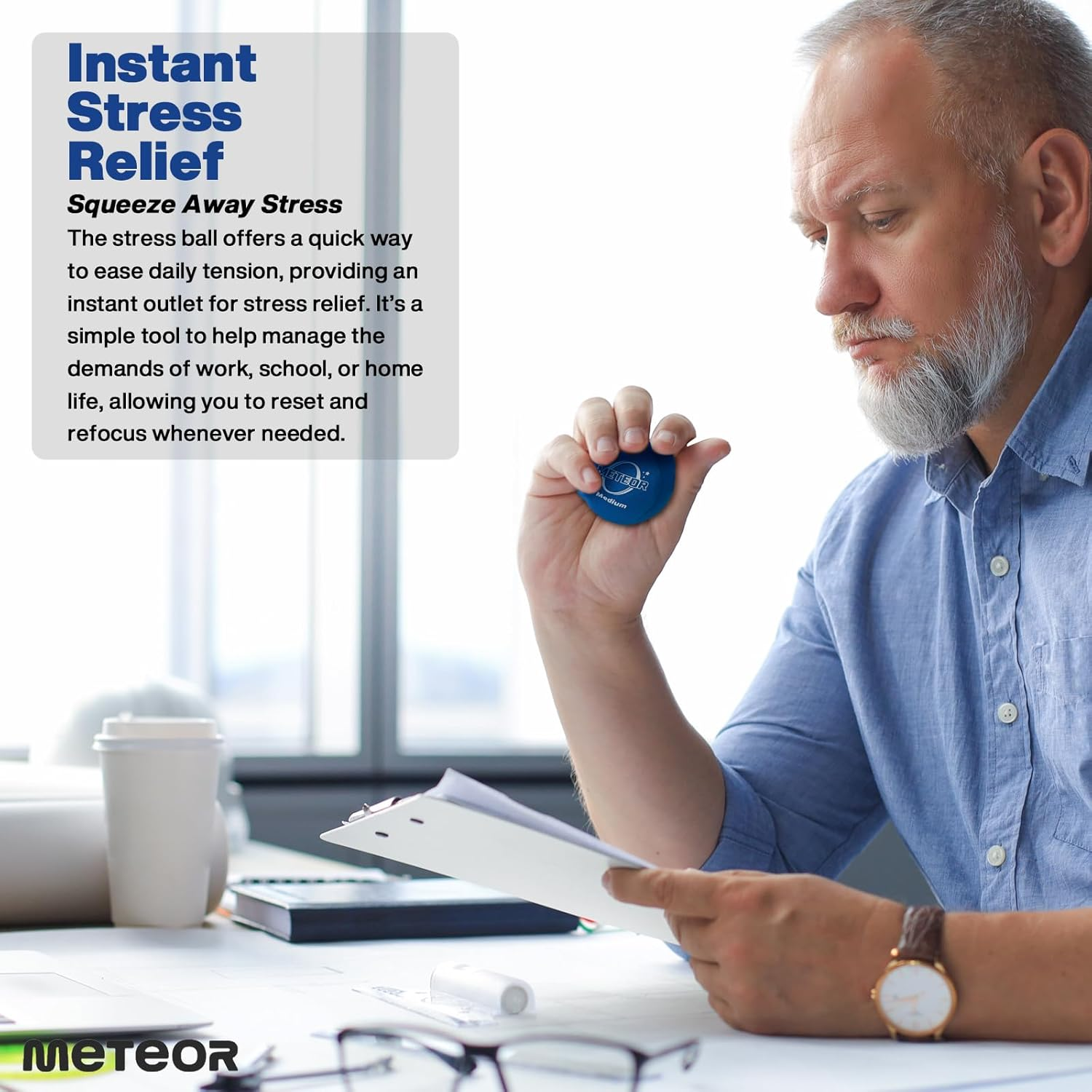 METEOR Stress Ball Set of 3 &ndash; Soft, Medium, Hard &ndash; Hand Grip Ball, Stress Relief, Hand Therapy, and Grip Strengthening image number 2