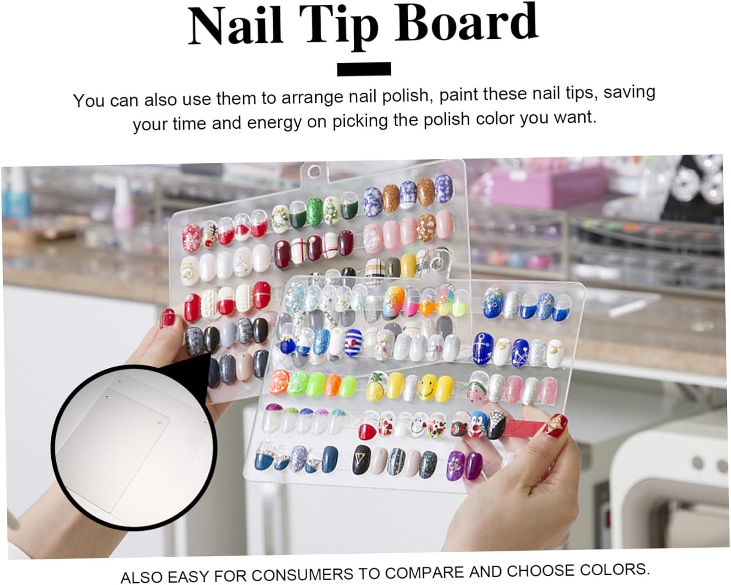 TOVINANNA 2Pcs Nail Design Training Tools Acrylic Nail Art Display Board Holder for Salon Personal Use image number 3