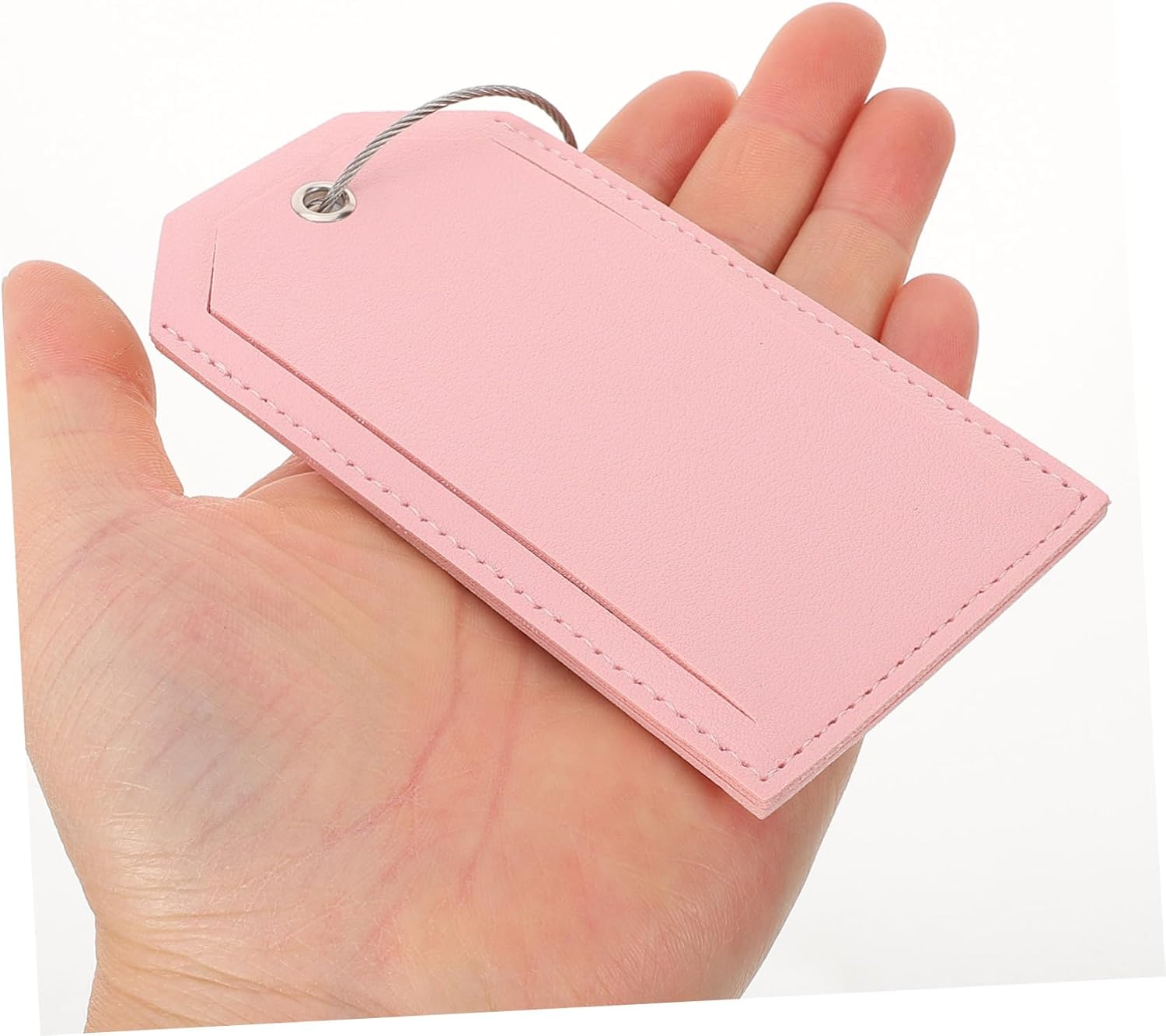 MOKKHNB 2Pcs Thickened PU Leather Luggage Hanging Name Tag Pink Suitcase Id Holders with Buckle for Travel Bags Lightweight Travel Tags for Easy Baggage Identification image number 5