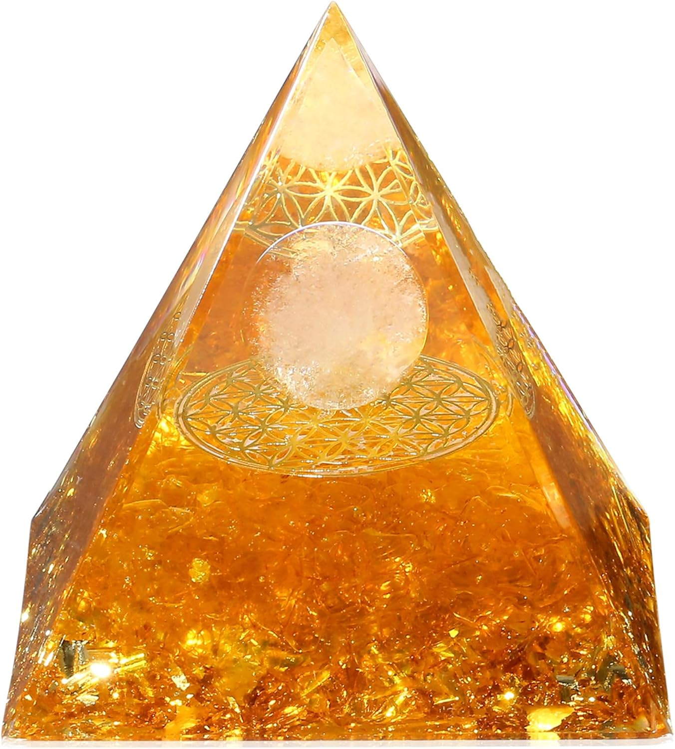 ZHIYUXI 2.4" Citrine Crystals and Healing Stones Yellow Healing Crystals Orgone Pyramid for Attracts Lucky Gifts for Women Men Home Decor Gemstones Energy Balance Reiki image number 3