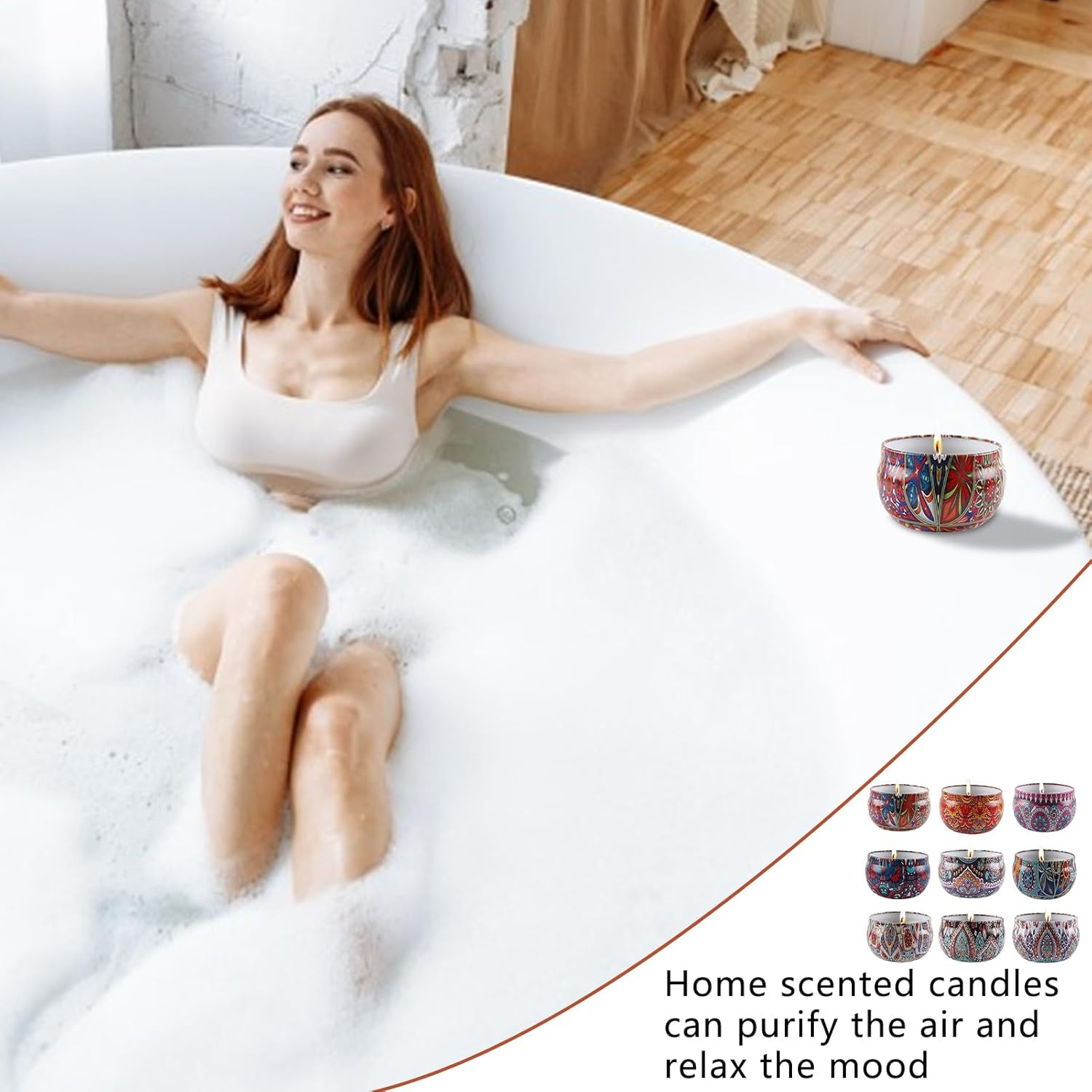 Scented Candle Set - Set of 9 Multi-Purpose Natural Scented Candles - Portable Candles with Lidded Jars for Working, Reading, Yoga, Bathing, Dating, Honeymoon Zankie image number 2