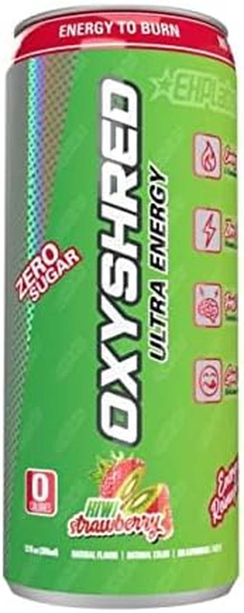 EHP Labs Oxyshred Healthy Energy Drink - Sugar Free Energy Drinks with Amino Acids, Green Tea Extract, Vitamin C & L Carnitine - Carb Free, Calorie Free, Natural Caffeine - Kiwi Strawberry (12-Pack) image number 2