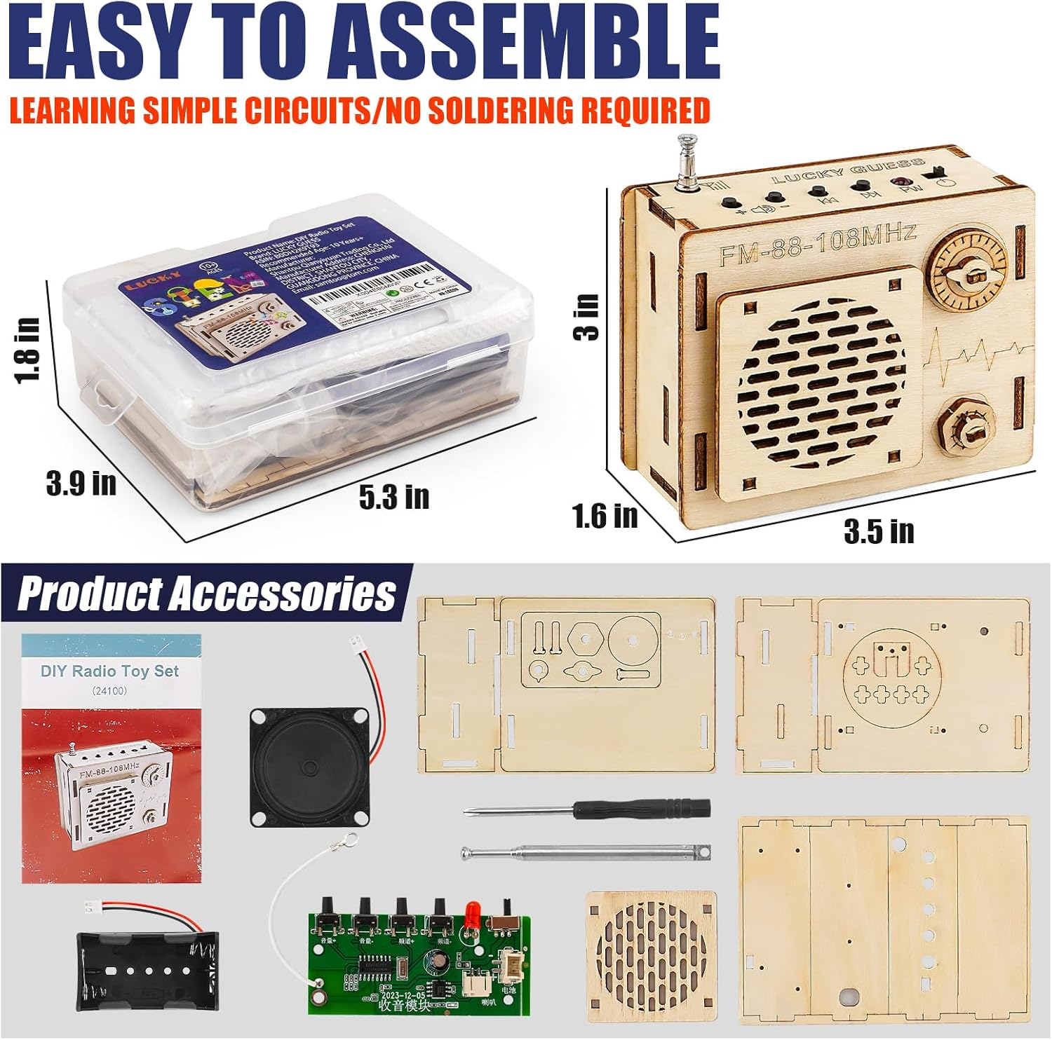 STEM Projects for Kids & Adults, FM 88-108 Mhz Radio Toy Set, DIY Science Experiment Electronics Kit, Beginner'S Starter Set, Idea Gifts for Teenage Boy Girl image number 5