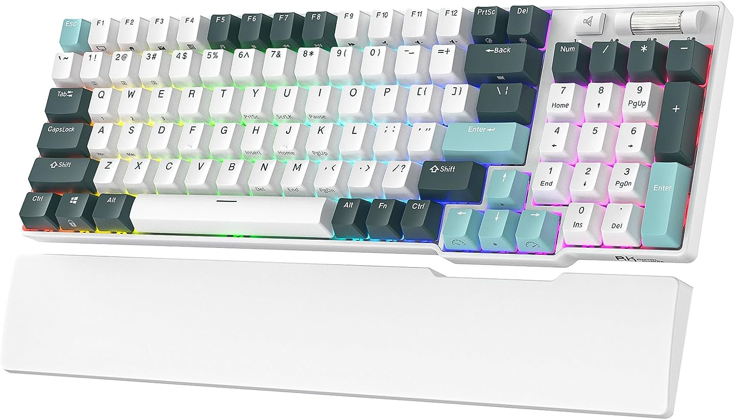 RK ROYAL KLUDGE RK96 RGB Limited Ed, 90% 96 Keys Wireless Triple Mode BT5.0/2.4G/USB-C Hot Swappable Mechanical Keyboard W/Wrist Rest, Software Support & Massive Battery, Tactile Pale Green Switches